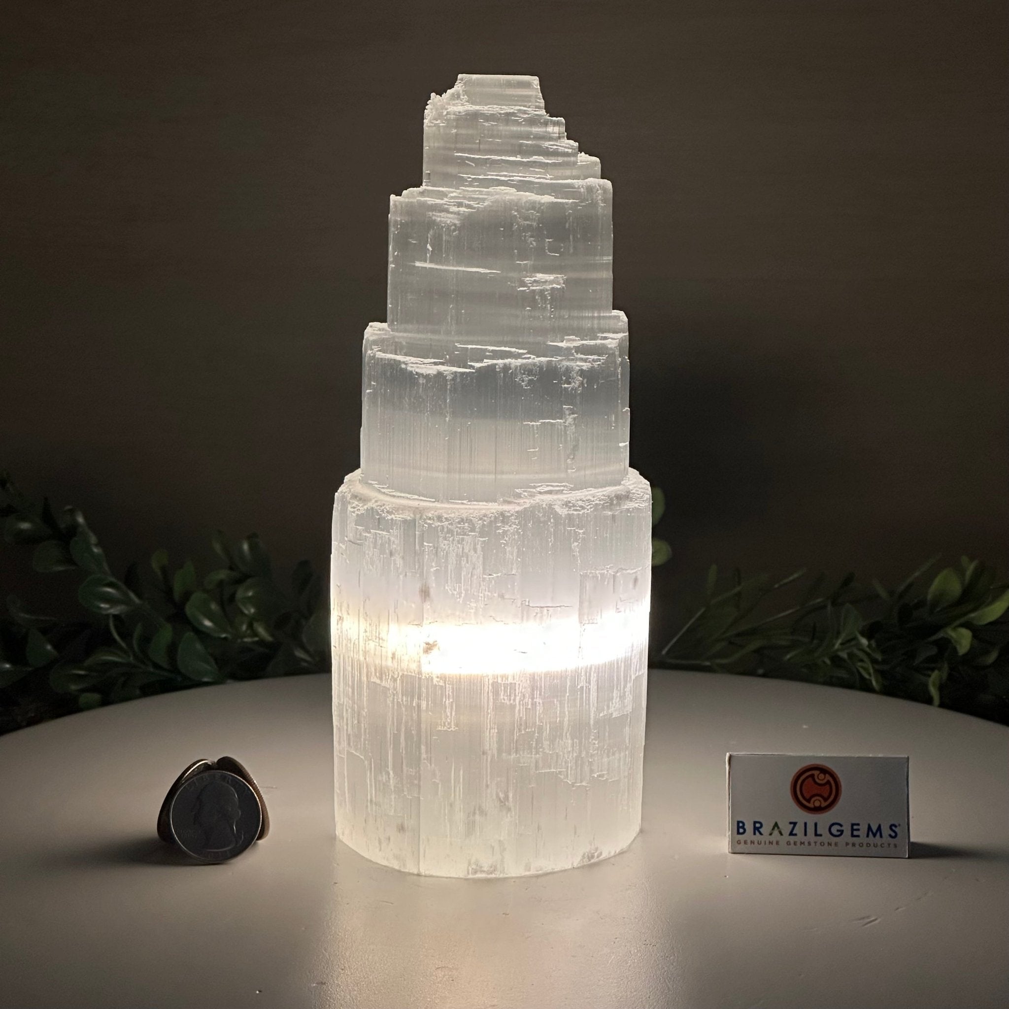 Selenite Tower Crystal Night Light, 3.1 lbs & 8" Tall 5802ST - 010 - Brazil GemsBrazil GemsSelenite Tower Crystal Night Light, 3.1 lbs & 8" Tall 5802ST - 010Night Lights5802ST - 010