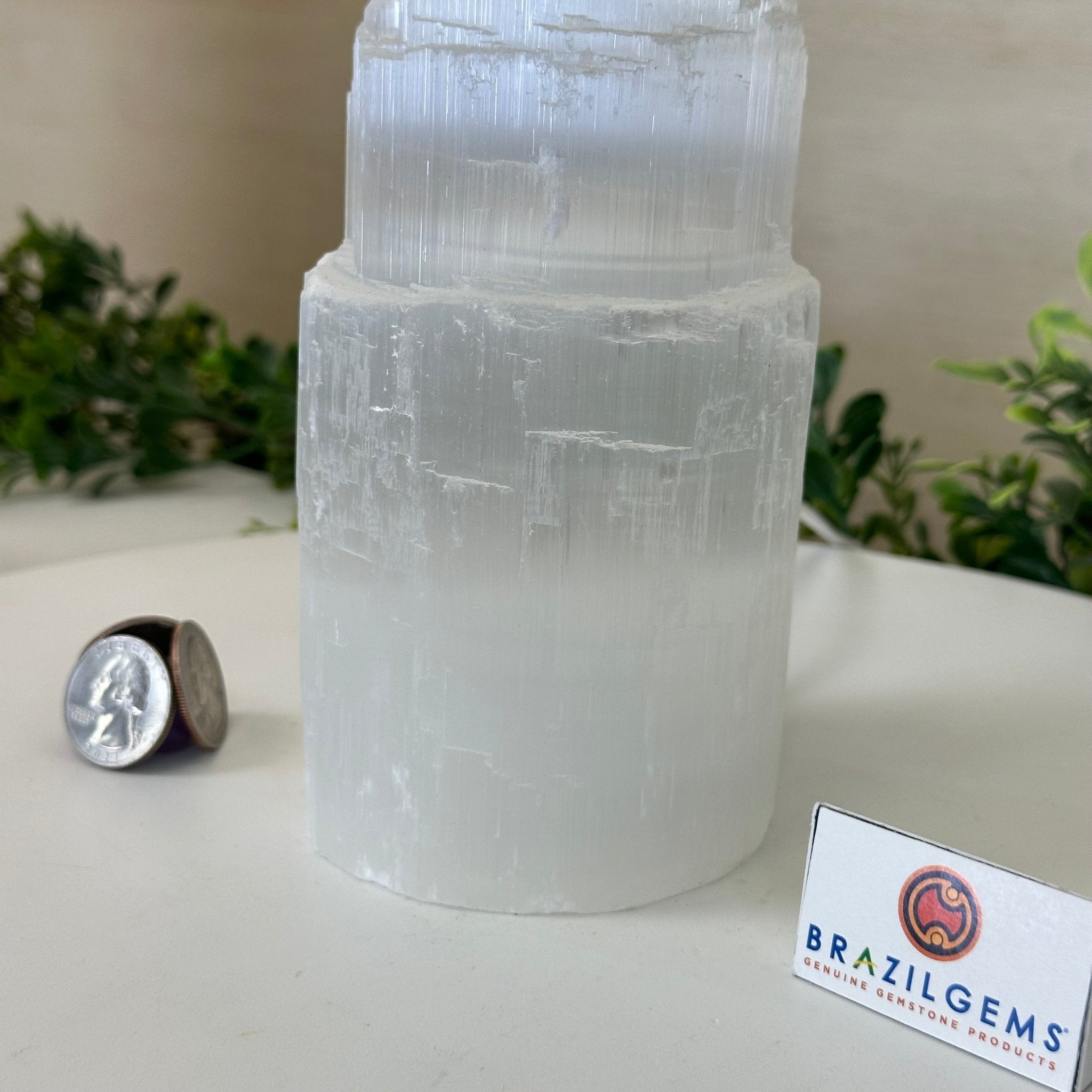 Selenite Tower Crystal Night Light, 3.1 lbs & 8" Tall 5802ST - 010 - Brazil GemsBrazil GemsSelenite Tower Crystal Night Light, 3.1 lbs & 8" Tall 5802ST - 010Night Lights5802ST - 010