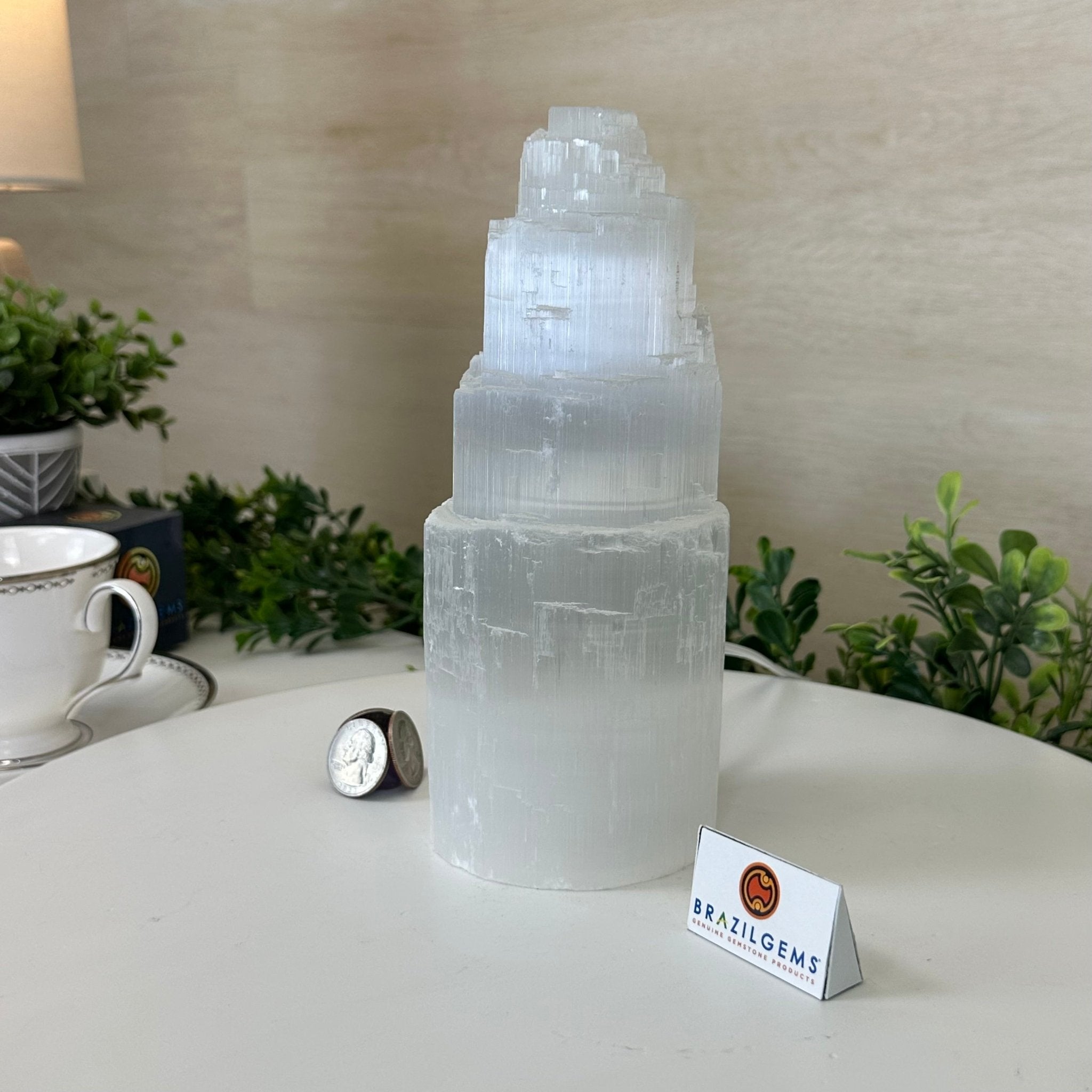 Selenite Tower Crystal Night Light, 3.1 lbs & 8" Tall 5802ST - 010 - Brazil GemsBrazil GemsSelenite Tower Crystal Night Light, 3.1 lbs & 8" Tall 5802ST - 010Night Lights5802ST - 010