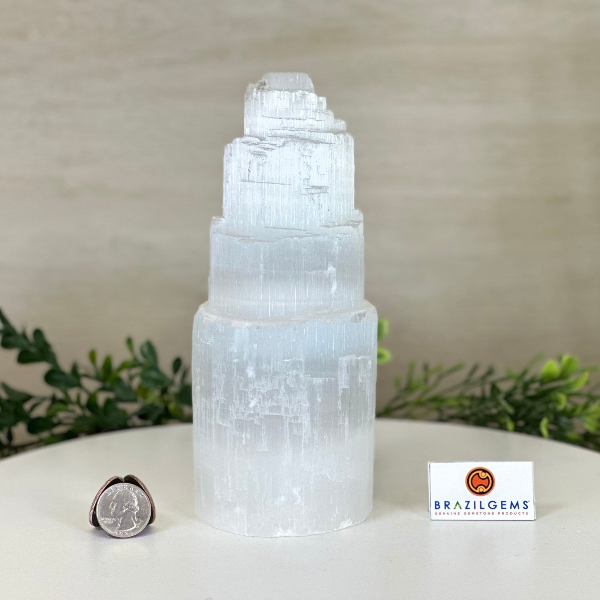 Selenite Tower Crystal Night Light, 3.1 lbs & 8" Tall 5802ST - 010 - Brazil GemsBrazil GemsSelenite Tower Crystal Night Light, 3.1 lbs & 8" Tall 5802ST - 010Night Lights5802ST - 010