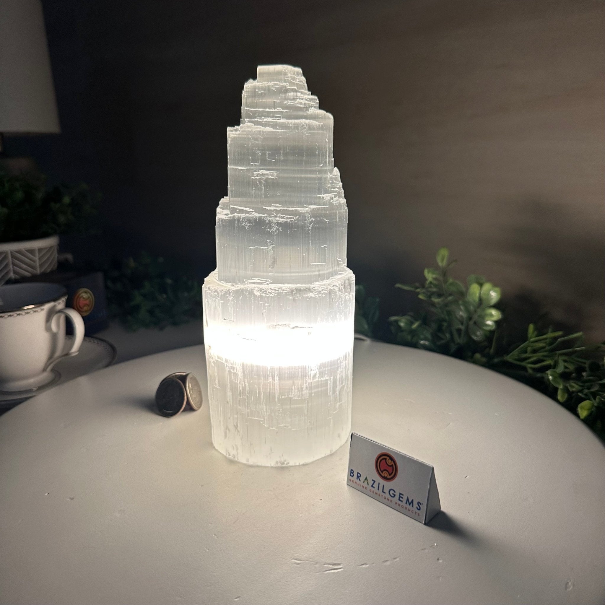 Selenite Tower Crystal Night Light, 3.1 lbs & 8" Tall 5802ST - 010 - Brazil GemsBrazil GemsSelenite Tower Crystal Night Light, 3.1 lbs & 8" Tall 5802ST - 010Night Lights5802ST - 010