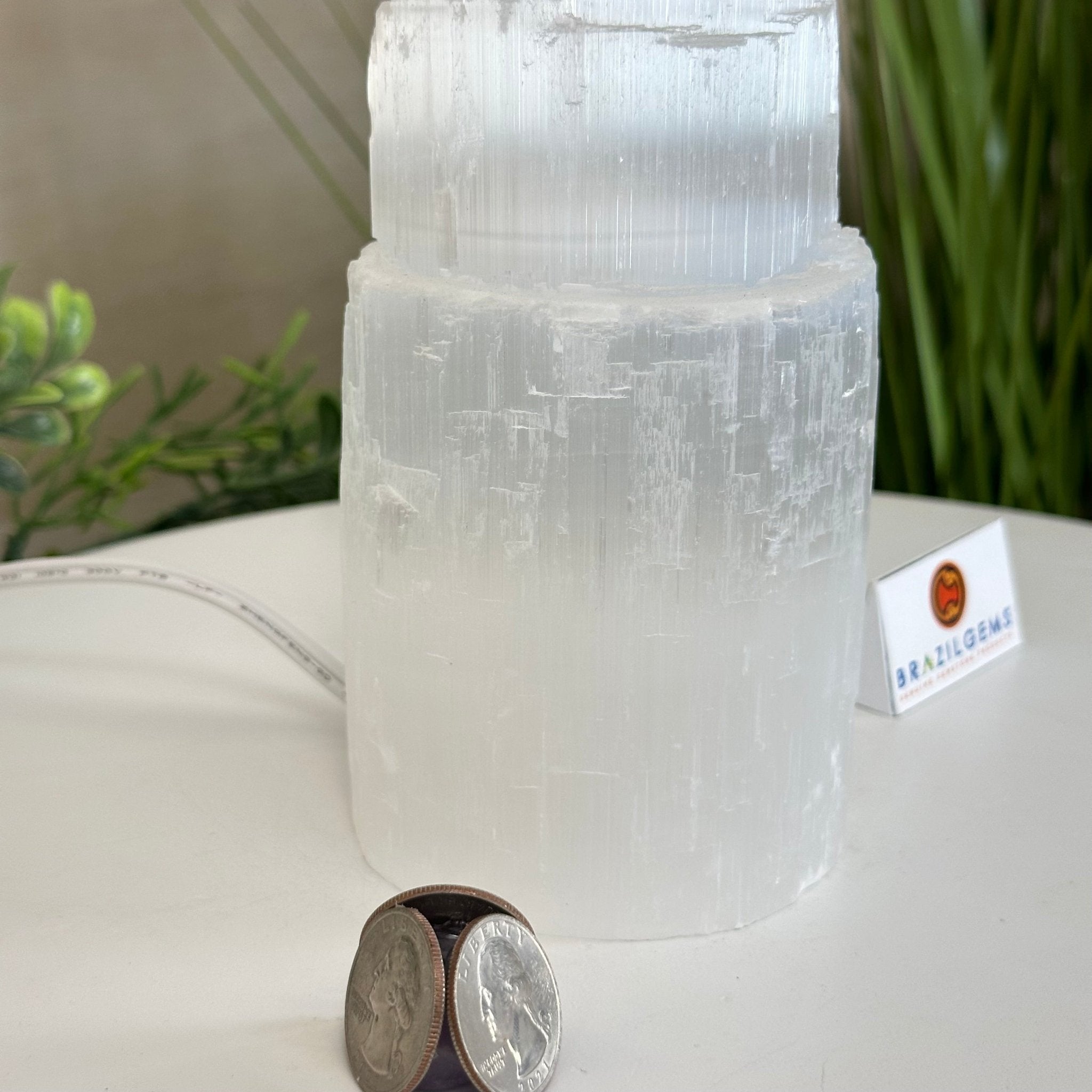 Selenite Tower Crystal Night Light, 3.1 lbs & 8" Tall 5802ST - 010 - Brazil GemsBrazil GemsSelenite Tower Crystal Night Light, 3.1 lbs & 8" Tall 5802ST - 010Night Lights5802ST - 010