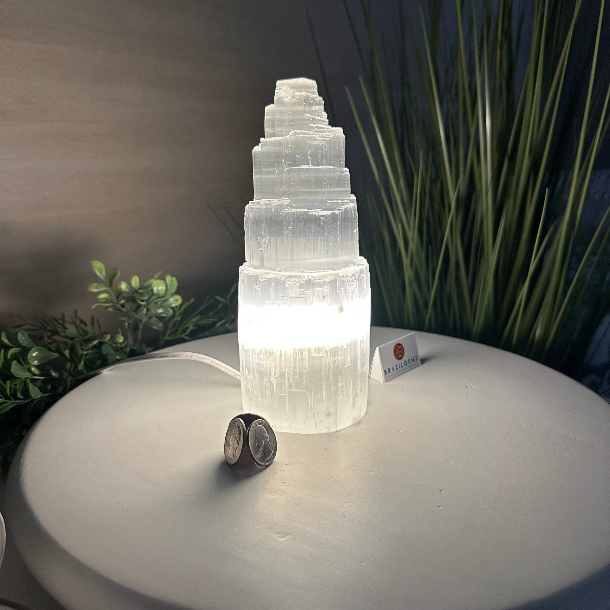 Selenite Tower Crystal Night Light, 3.1 lbs & 8" Tall 5802ST - 010 - Brazil GemsBrazil GemsSelenite Tower Crystal Night Light, 3.1 lbs & 8" Tall 5802ST - 010Night Lights5802ST - 010