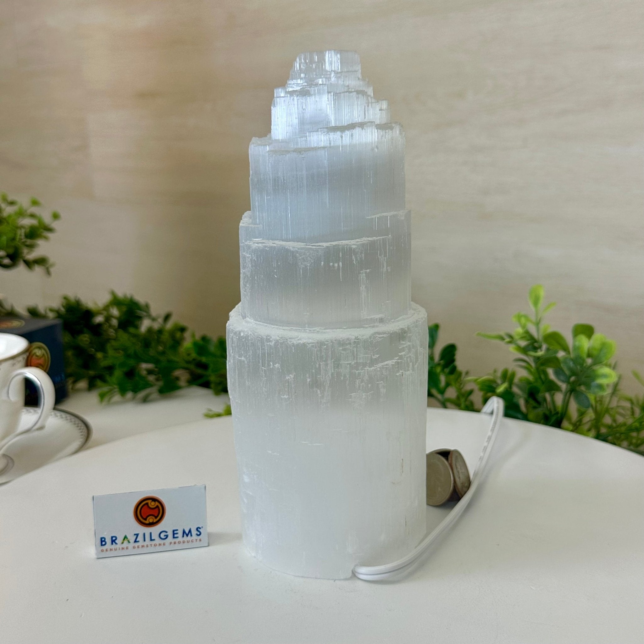 Selenite Tower Crystal Night Light, 3.2 lbs & 7.9" Tall 5802ST - 012 - Brazil GemsBrazil GemsSelenite Tower Crystal Night Light, 3.2 lbs & 7.9" Tall 5802ST - 012Night Lights5802ST - 012
