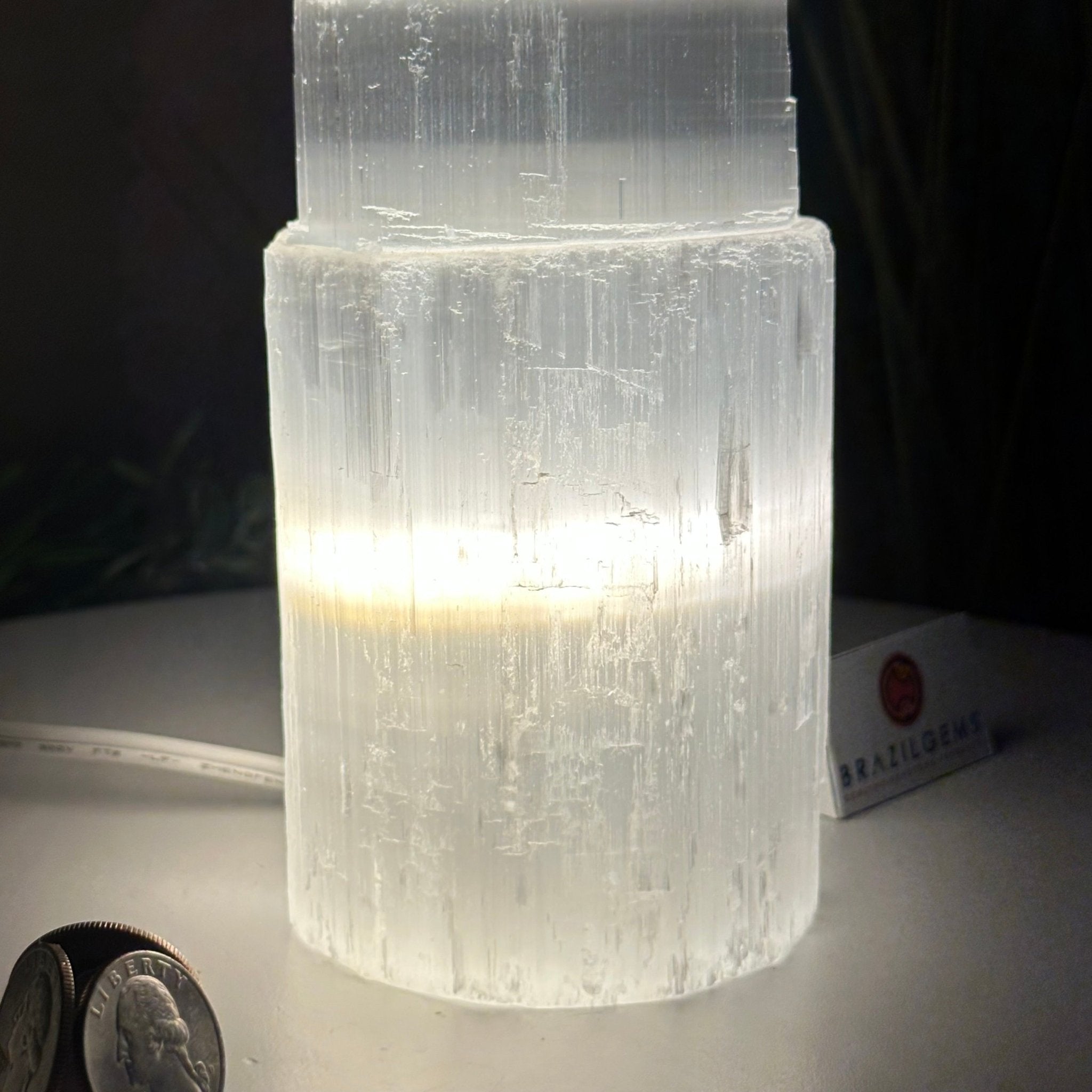 Selenite Tower Crystal Night Light, 3.2 lbs & 7.9" Tall 5802ST - 012 - Brazil GemsBrazil GemsSelenite Tower Crystal Night Light, 3.2 lbs & 7.9" Tall 5802ST - 012Night Lights5802ST - 012