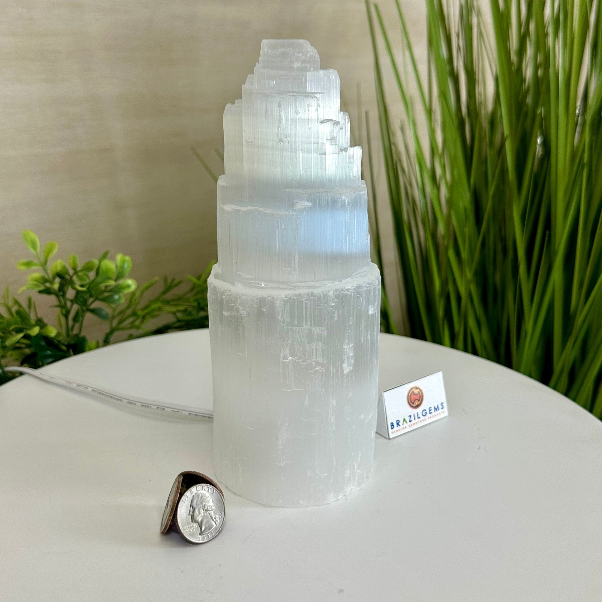 Selenite Tower Crystal Night Light, 3.2 lbs & 7.9" Tall 5802ST - 012 - Brazil GemsBrazil GemsSelenite Tower Crystal Night Light, 3.2 lbs & 7.9" Tall 5802ST - 012Night Lights5802ST - 012