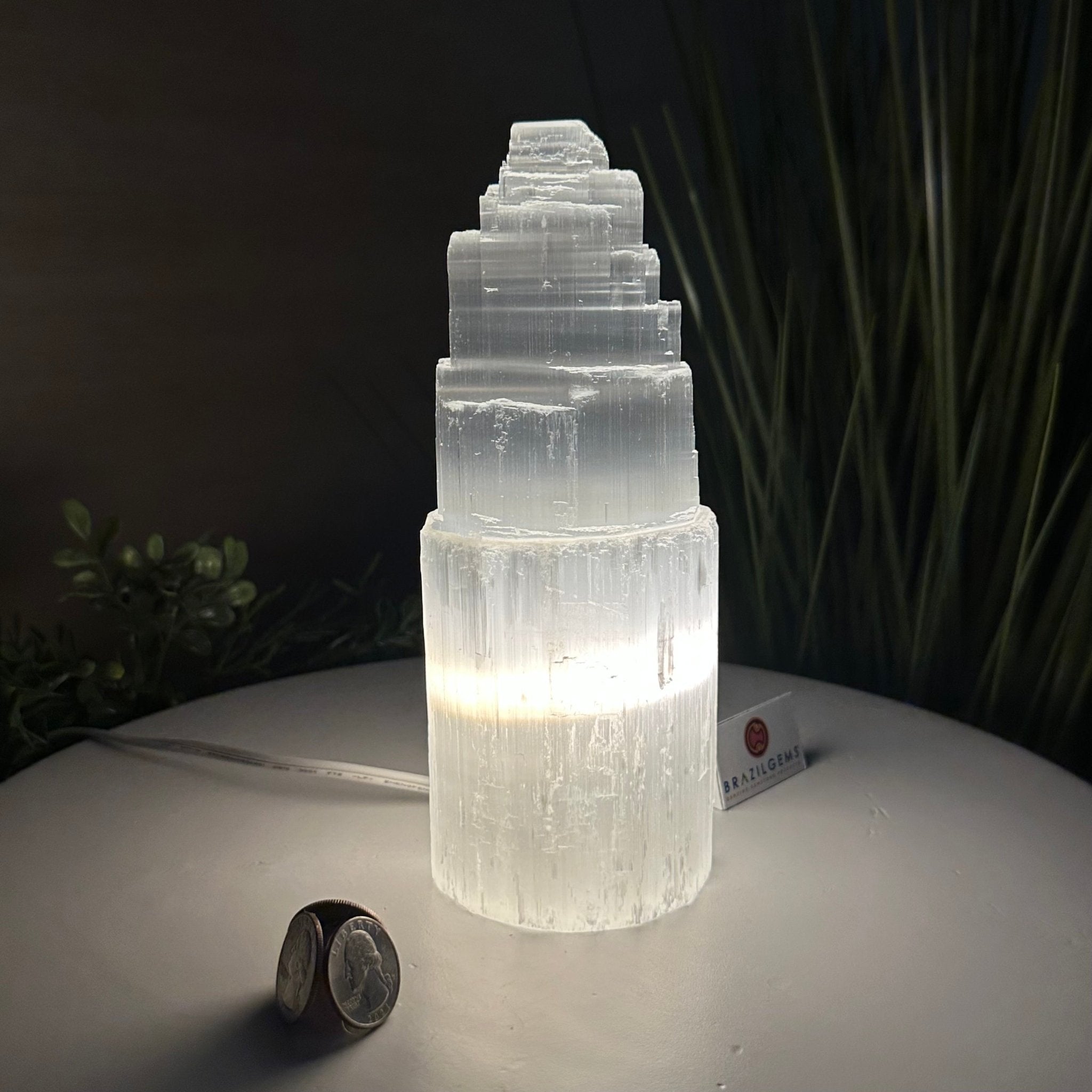 Selenite Tower Crystal Night Light, 3.2 lbs & 7.9" Tall 5802ST - 012 - Brazil GemsBrazil GemsSelenite Tower Crystal Night Light, 3.2 lbs & 7.9" Tall 5802ST - 012Night Lights5802ST - 012