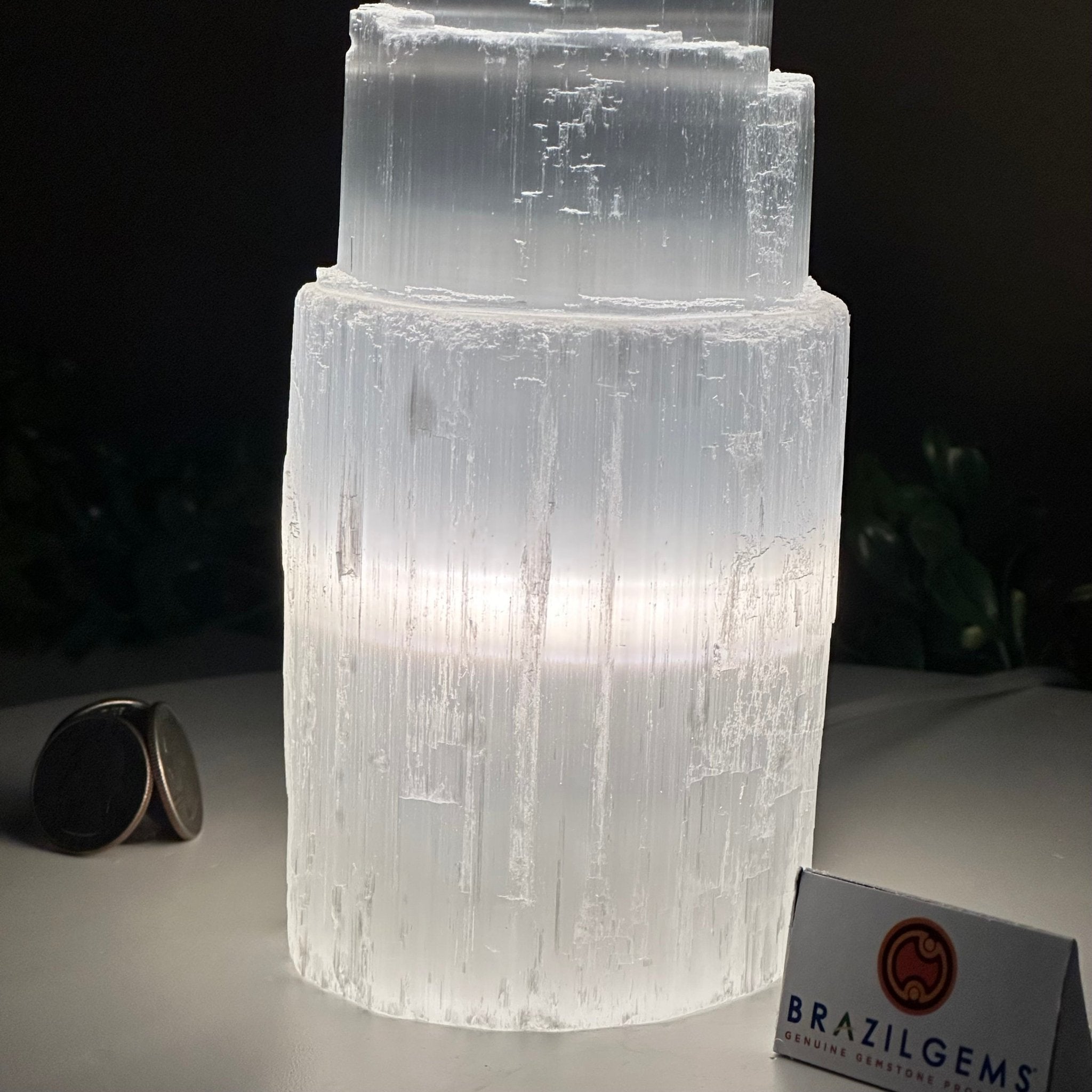 Selenite Tower Crystal Night Light, 3.2 lbs & 7.9" Tall 5802ST - 012 - Brazil GemsBrazil GemsSelenite Tower Crystal Night Light, 3.2 lbs & 7.9" Tall 5802ST - 012Night Lights5802ST - 012