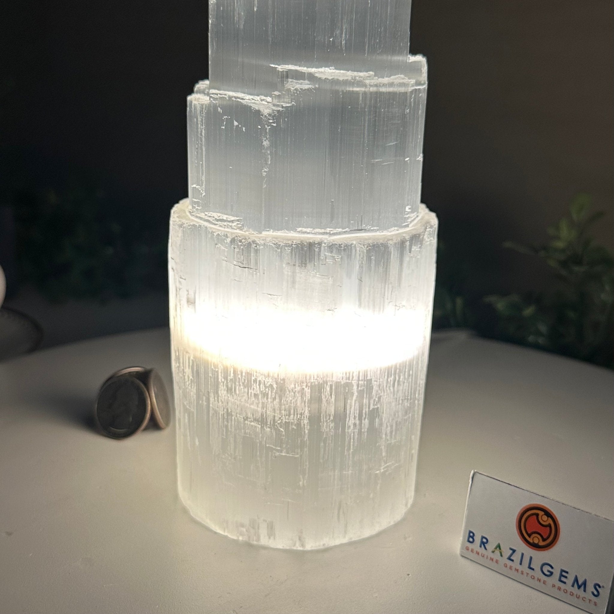 Selenite Tower Crystal Night Light, 3.3 lbs & 7.9" Tall 5802ST - 015 - Brazil GemsBrazil GemsSelenite Tower Crystal Night Light, 3.3 lbs & 7.9" Tall 5802ST - 015Night Lights5802ST - 015