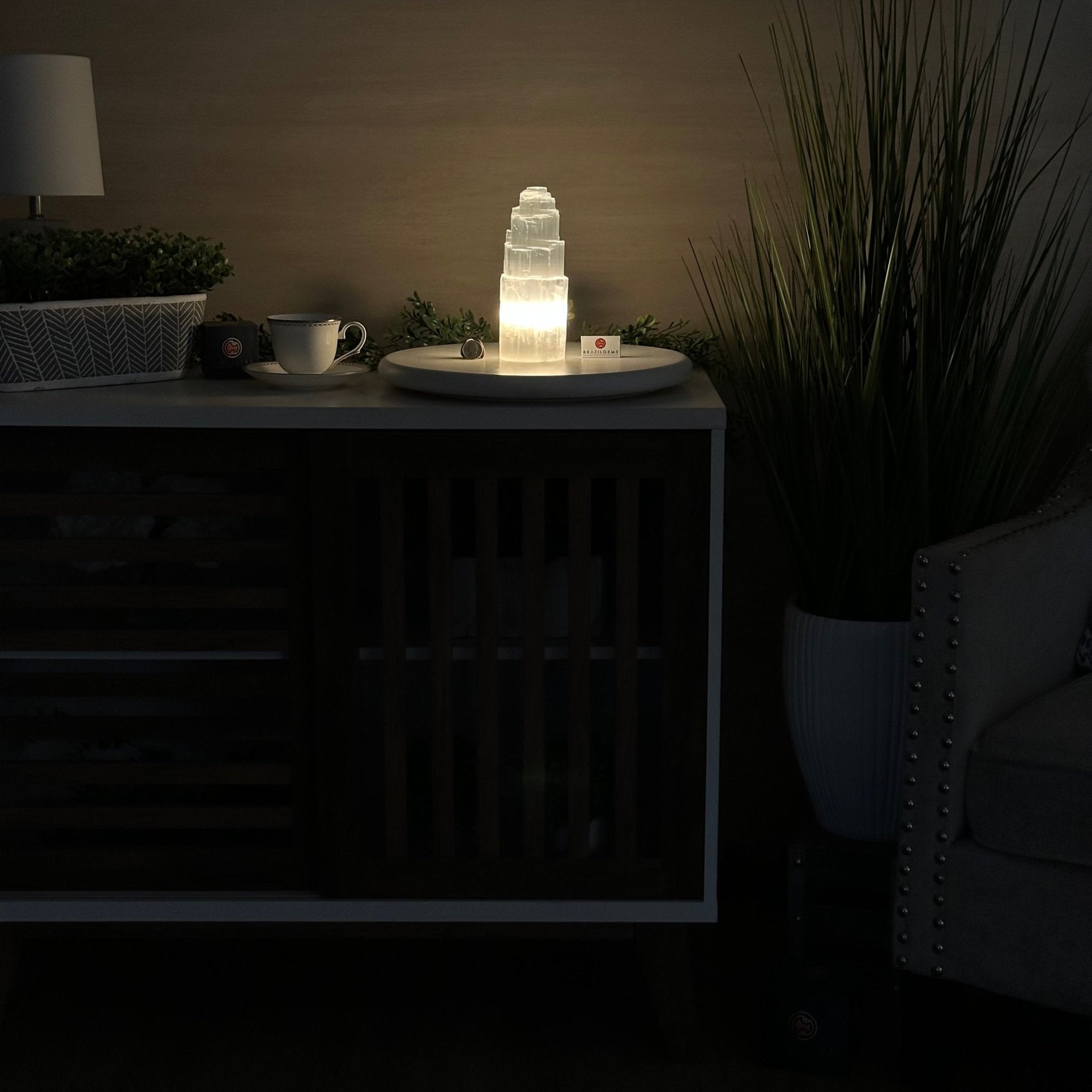Selenite Tower Crystal Night Light, 3.3 lbs & 7.9" Tall 5802ST - 015 - Brazil GemsBrazil GemsSelenite Tower Crystal Night Light, 3.3 lbs & 7.9" Tall 5802ST - 015Night Lights5802ST - 015