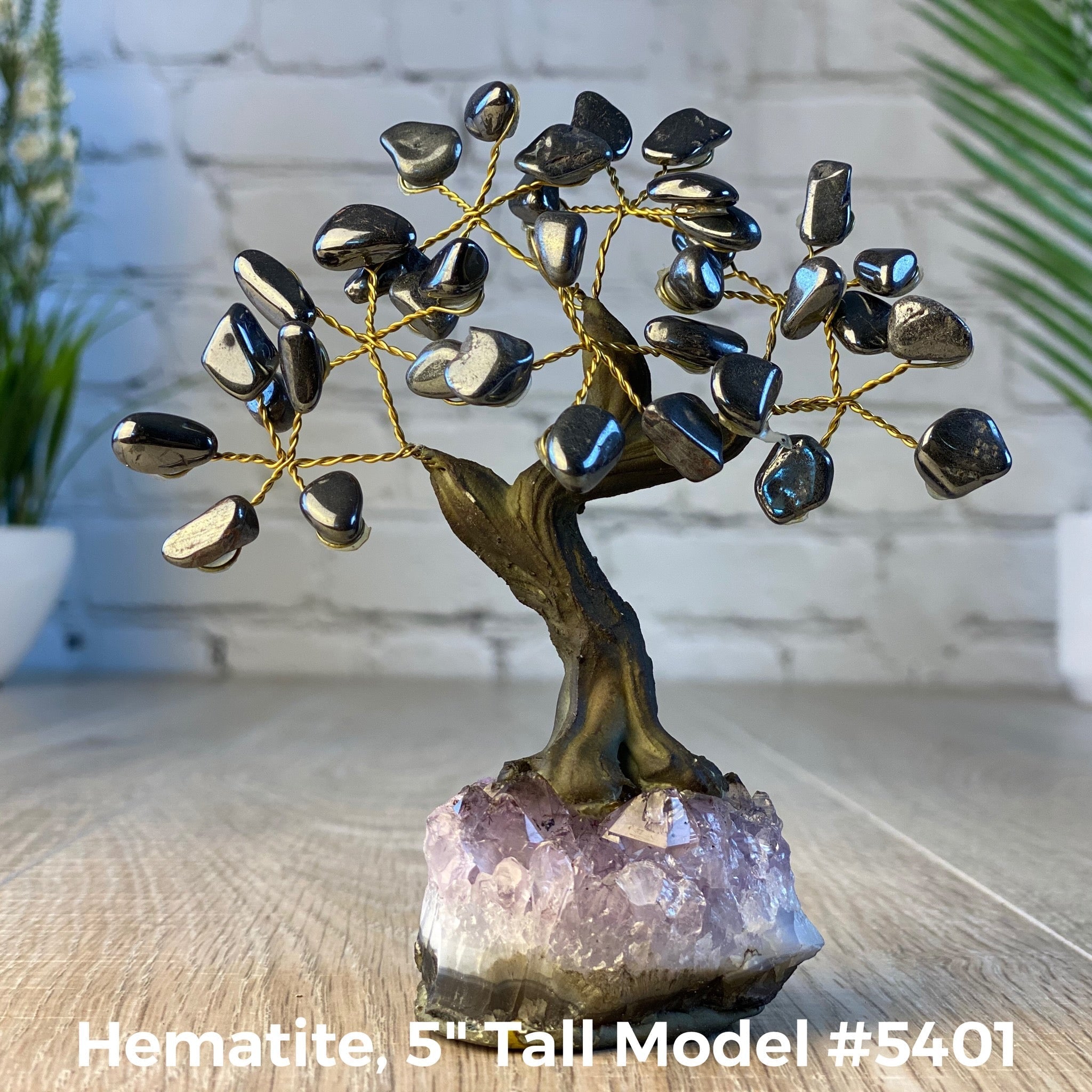 Set of 10 units - 5" Tall Handmade Gemstone Trees on an Amethyst Cluster base, 35 Total Gems, 12 Gem Options, Model #W5401-10 by Brazil Gems - Brazil GemsBrazil GemsSet of 10 units - 5" Tall Handmade Gemstone Trees on an Amethyst Cluster base, 35 Total Gems, 12 Gem Options, Model #W5401-10 by Brazil GemsGemstone Trees-WHW5401-10
