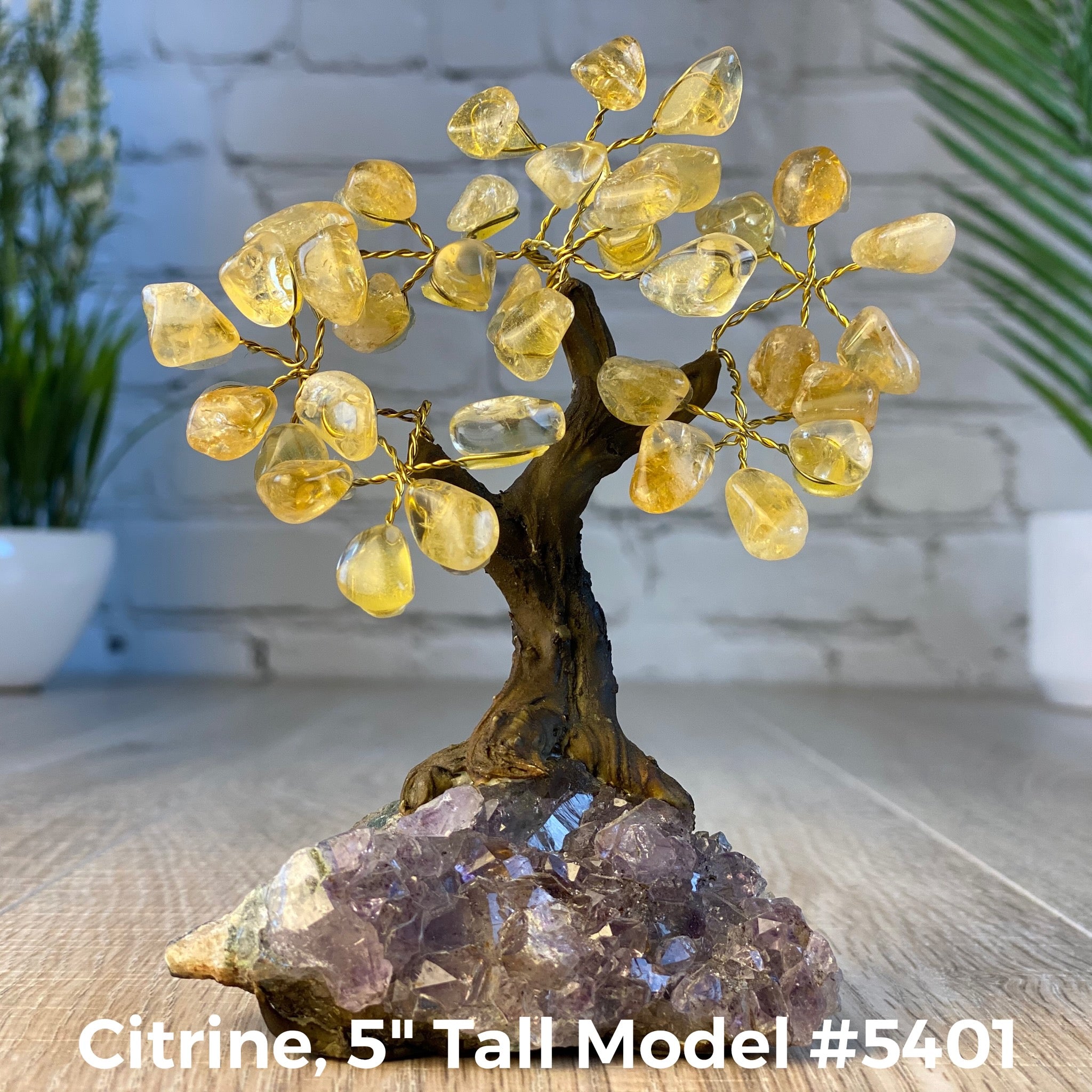Set of 10 units - 5" Tall Handmade Gemstone Trees on an Amethyst Cluster base, 35 Total Gems, 12 Gem Options, Model #W5401-10 by Brazil Gems - Brazil GemsBrazil GemsSet of 10 units - 5" Tall Handmade Gemstone Trees on an Amethyst Cluster base, 35 Total Gems, 12 Gem Options, Model #W5401-10 by Brazil GemsGemstone Trees-WHW5401-10