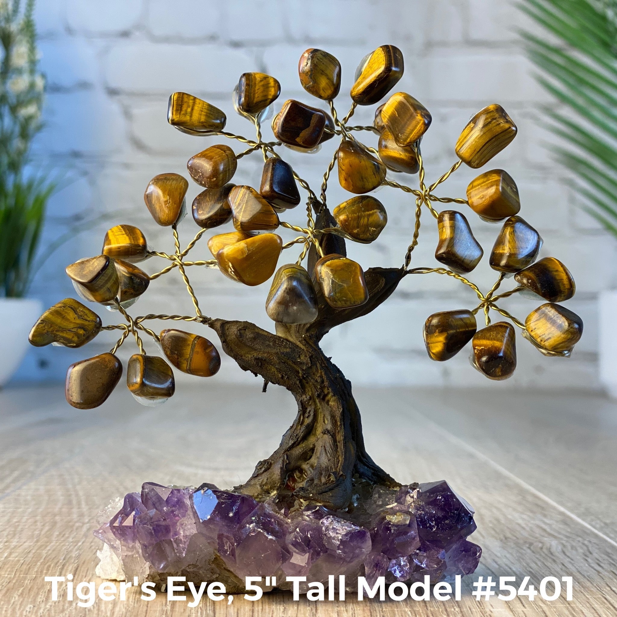 Set of 10 units - 5" Tall Handmade Gemstone Trees on an Amethyst Cluster base, 35 Total Gems, 12 Gem Options, Model #W5401-10 by Brazil Gems - Brazil GemsBrazil GemsSet of 10 units - 5" Tall Handmade Gemstone Trees on an Amethyst Cluster base, 35 Total Gems, 12 Gem Options, Model #W5401-10 by Brazil GemsGemstone Trees-WHW5401-10