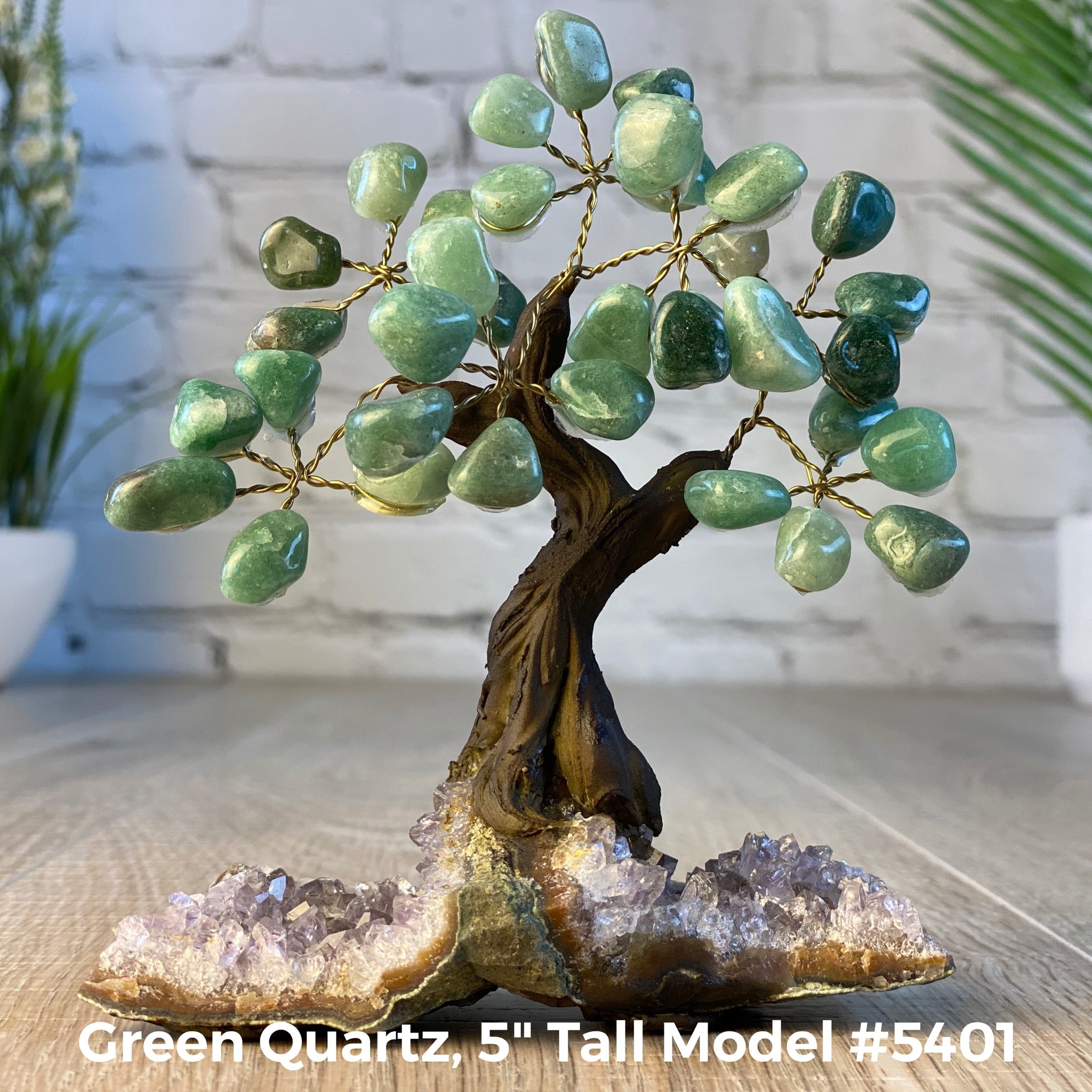 Set of 10 units - 5" Tall Handmade Gemstone Trees on an Amethyst Cluster base, 35 Total Gems, 12 Gem Options, Model #W5401-10 by Brazil Gems - Brazil GemsBrazil GemsSet of 10 units - 5" Tall Handmade Gemstone Trees on an Amethyst Cluster base, 35 Total Gems, 12 Gem Options, Model #W5401-10 by Brazil GemsGemstone Trees-WHW5401-10