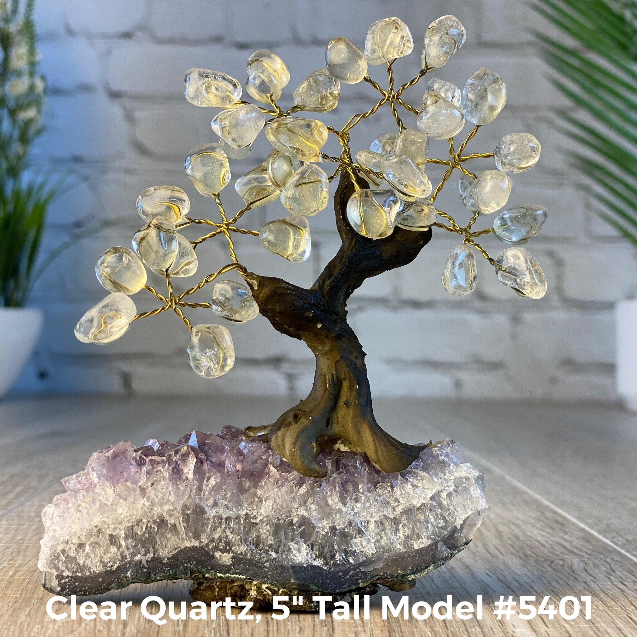 Set of 10 units - 5" Tall Handmade Gemstone Trees on an Amethyst Cluster base, 35 Total Gems, 12 Gem Options, Model #W5401-10 by Brazil Gems - Brazil GemsBrazil GemsSet of 10 units - 5" Tall Handmade Gemstone Trees on an Amethyst Cluster base, 35 Total Gems, 12 Gem Options, Model #W5401-10 by Brazil GemsGemstone Trees-WHW5401-10