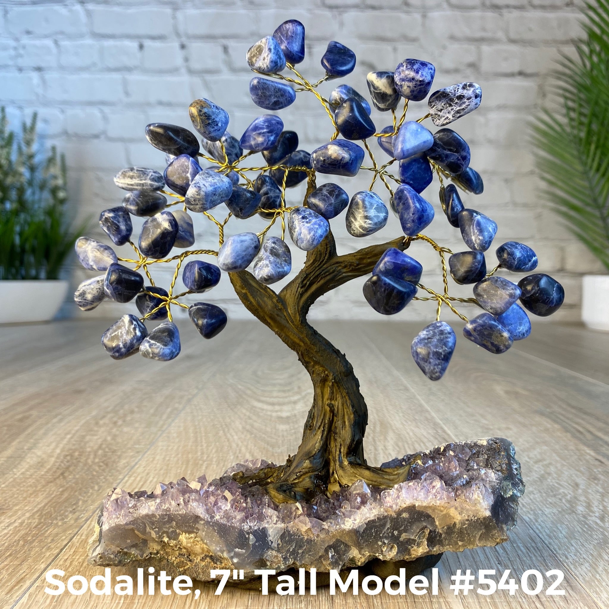 Set of 10 units - 7" Tall Handmade Gemstone Tree on an Amethyst Cluster base, 60 Total Gems, 12 Gem Options, Model #W5402-10 by Brazil Gems - Brazil GemsBrazil GemsSet of 10 units - 7" Tall Handmade Gemstone Tree on an Amethyst Cluster base, 60 Total Gems, 12 Gem Options, Model #W5402-10 by Brazil GemsGemstone Trees-WHW5402-10