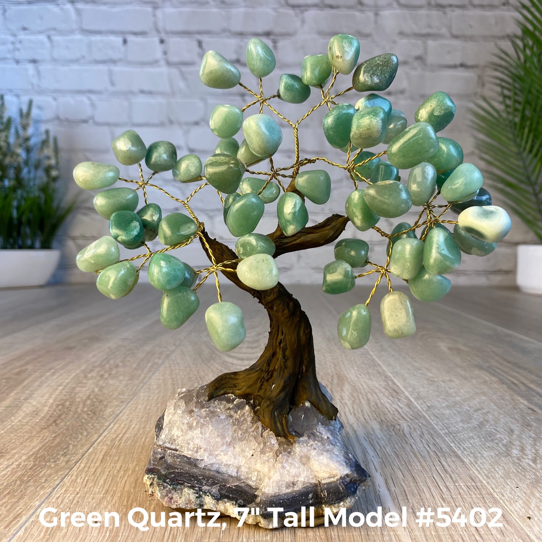 Set of 10 units - 7" Tall Handmade Gemstone Tree on an Amethyst Cluster base, 60 Total Gems, 12 Gem Options, Model #W5402-10 by Brazil Gems - Brazil GemsBrazil GemsSet of 10 units - 7" Tall Handmade Gemstone Tree on an Amethyst Cluster base, 60 Total Gems, 12 Gem Options, Model #W5402-10 by Brazil GemsGemstone Trees-WHW5402-10