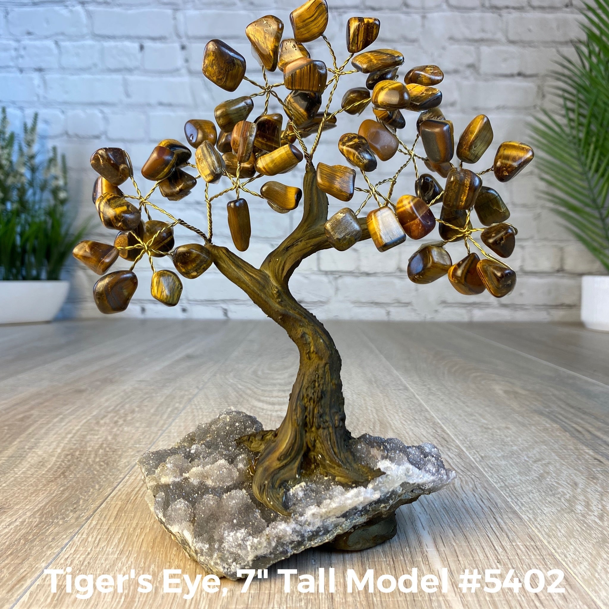 Set of 10 units - 7" Tall Handmade Gemstone Tree on an Amethyst Cluster base, 60 Total Gems, 12 Gem Options, Model #W5402-10 by Brazil Gems - Brazil GemsBrazil GemsSet of 10 units - 7" Tall Handmade Gemstone Tree on an Amethyst Cluster base, 60 Total Gems, 12 Gem Options, Model #W5402-10 by Brazil GemsGemstone Trees-WHW5402-10
