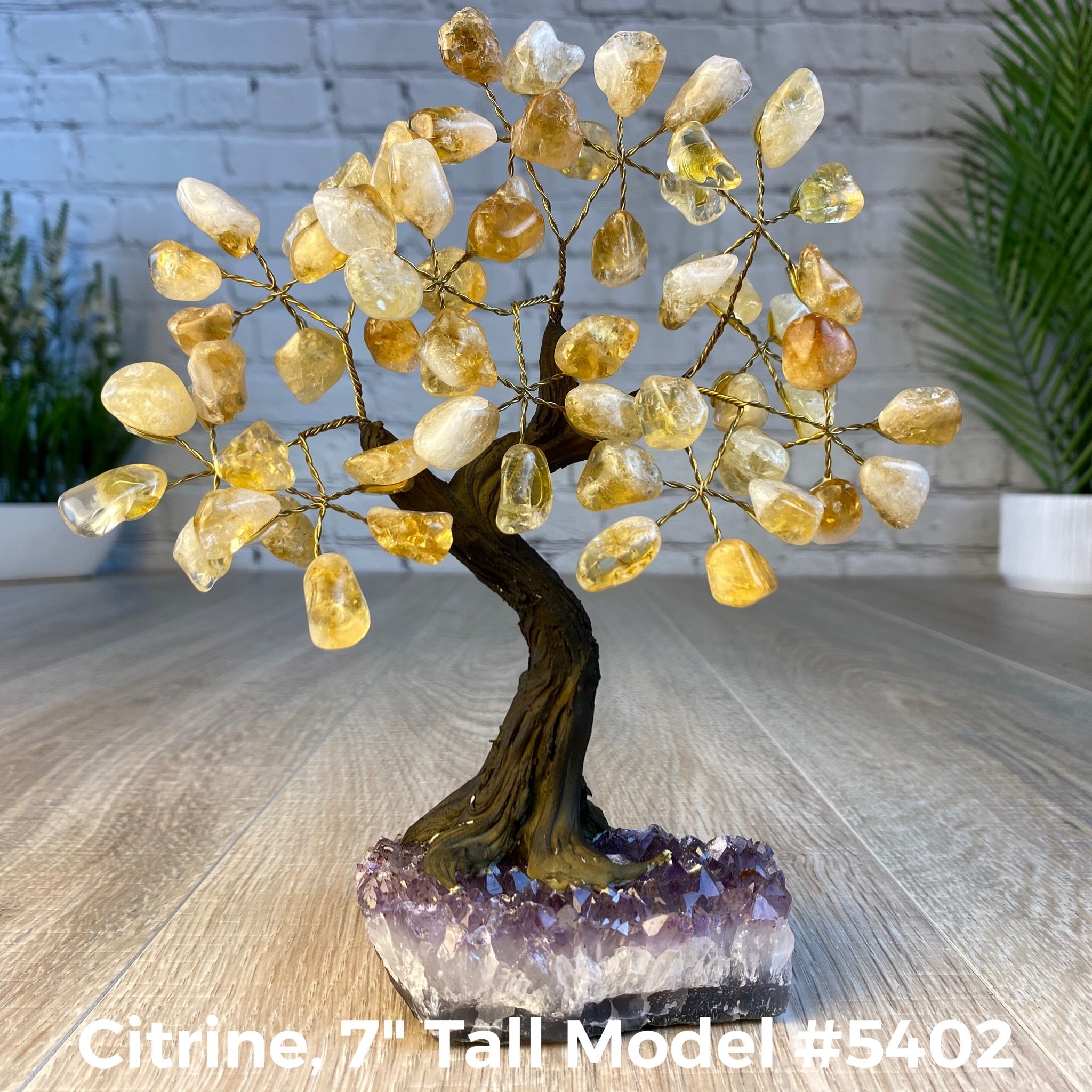 Set of 10 units - 7" Tall Handmade Gemstone Tree on an Amethyst Cluster base, 60 Total Gems, 12 Gem Options, Model #W5402-10 by Brazil Gems - Brazil GemsBrazil GemsSet of 10 units - 7" Tall Handmade Gemstone Tree on an Amethyst Cluster base, 60 Total Gems, 12 Gem Options, Model #W5402-10 by Brazil GemsGemstone Trees-WHW5402-10