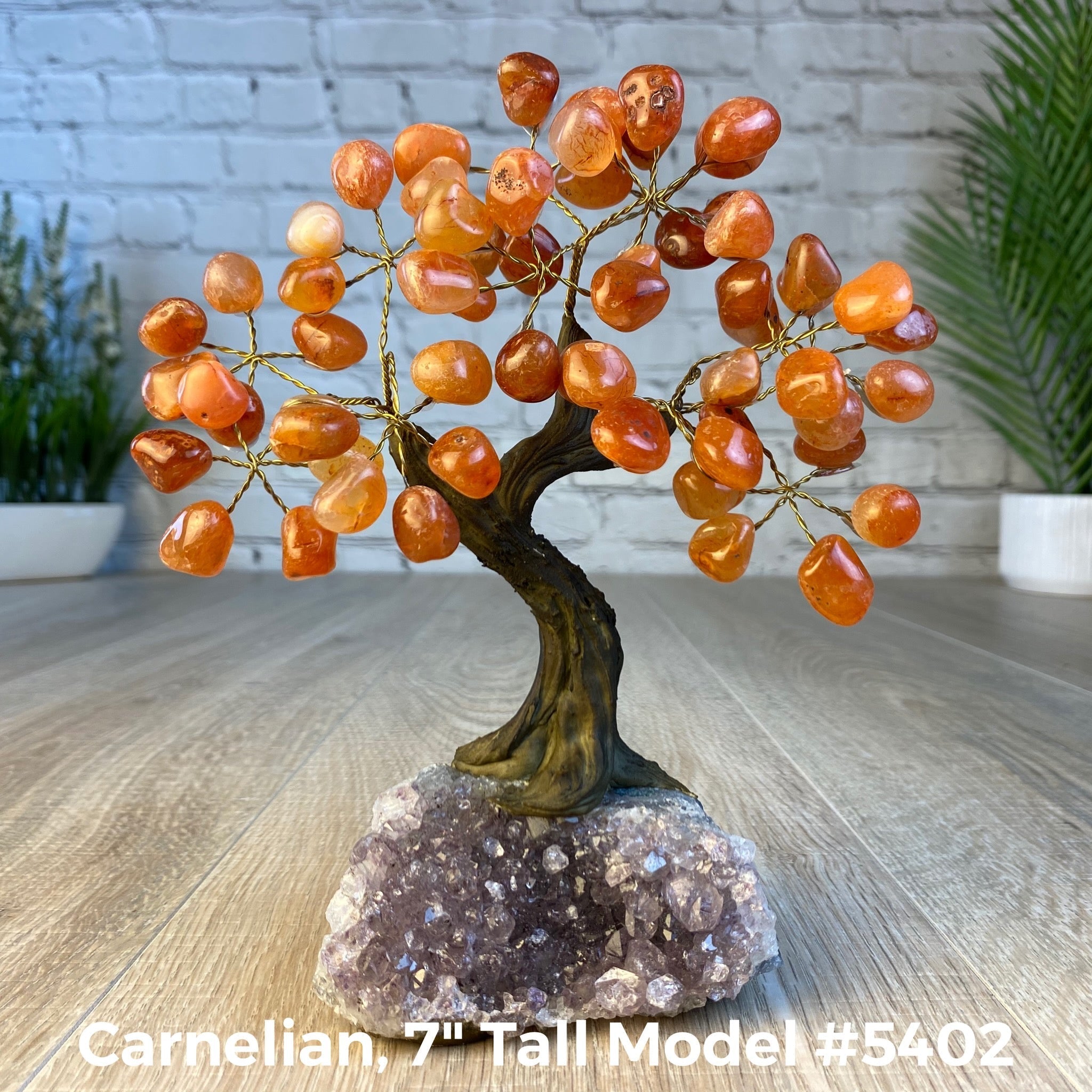 Set of 10 units - 7" Tall Handmade Gemstone Tree on an Amethyst Cluster base, 60 Total Gems, 12 Gem Options, Model #W5402-10 by Brazil Gems - Brazil GemsBrazil GemsSet of 10 units - 7" Tall Handmade Gemstone Tree on an Amethyst Cluster base, 60 Total Gems, 12 Gem Options, Model #W5402-10 by Brazil GemsGemstone Trees-WHW5402-10