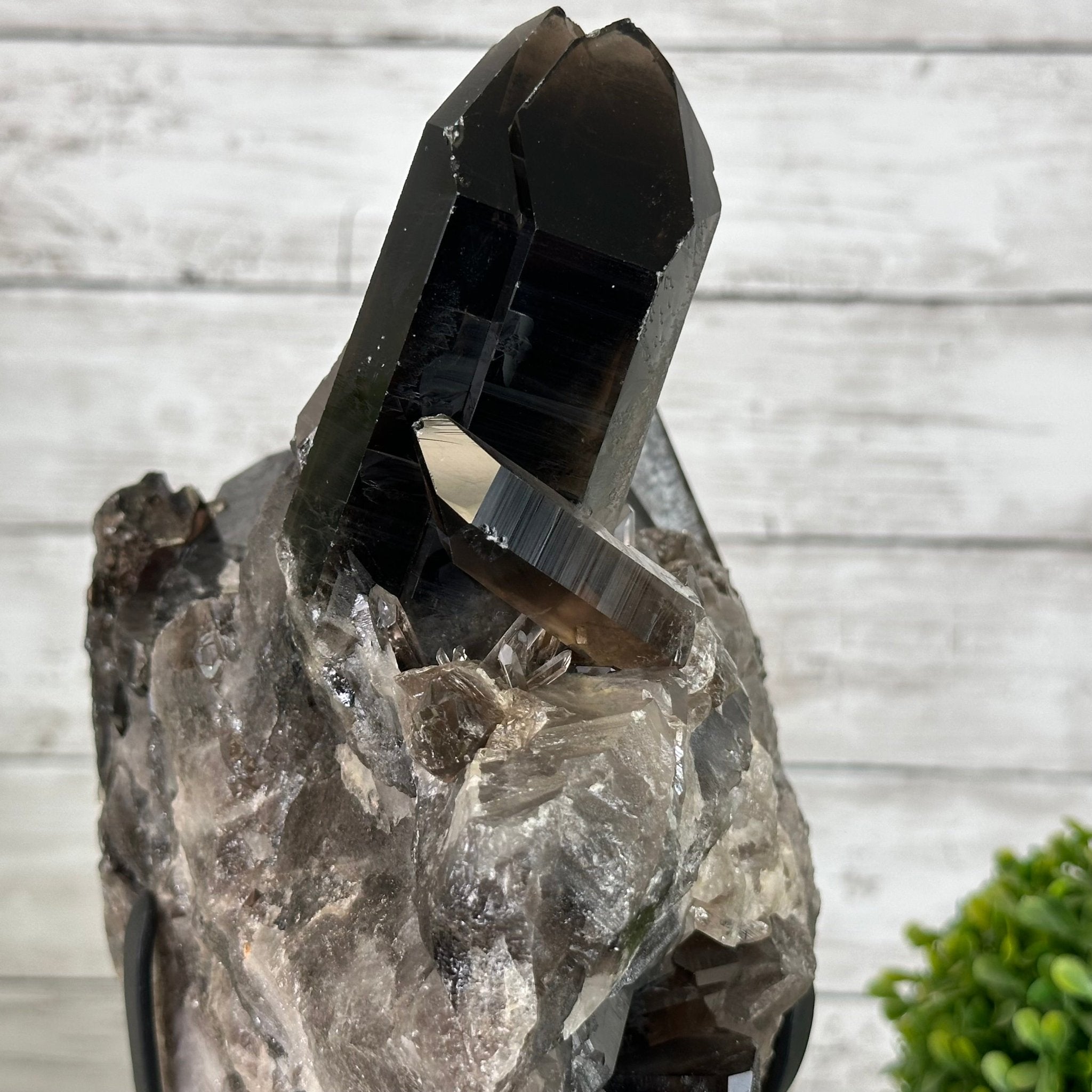 Smoky Quartz Cluster on a Metal Stand, 11.7 lbs & 12.5" Tall #5700-0014 - Brazil GemsBrazil GemsSmoky Quartz Cluster on a Metal Stand, 11.7 lbs & 12.5" Tall #5700-0014Clusters on Fixed Bases5700-0014