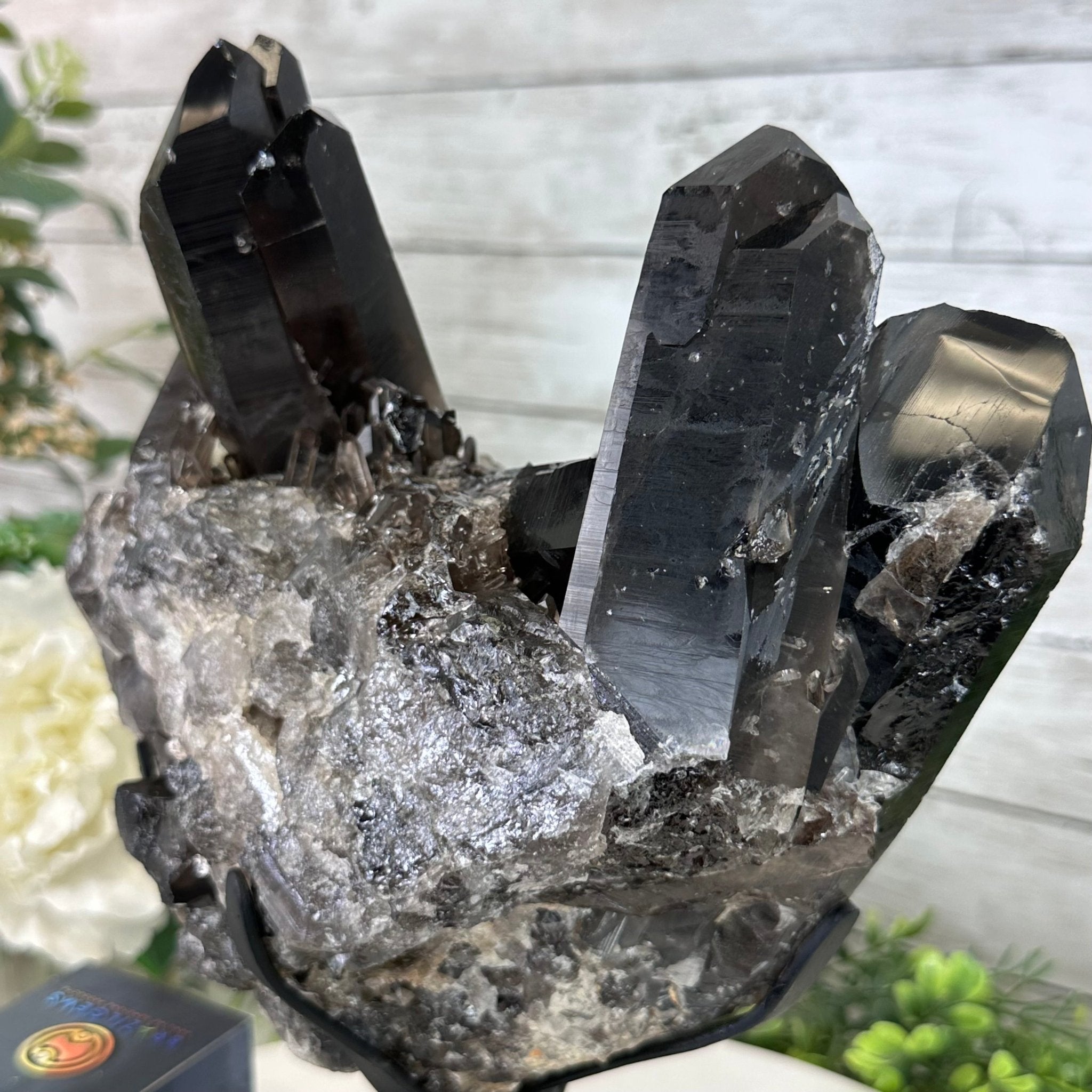 Smoky Quartz Cluster on a Metal Stand, 11.7 lbs & 12.5" Tall #5700-0014 - Brazil GemsBrazil GemsSmoky Quartz Cluster on a Metal Stand, 11.7 lbs & 12.5" Tall #5700-0014Clusters on Fixed Bases5700-0014