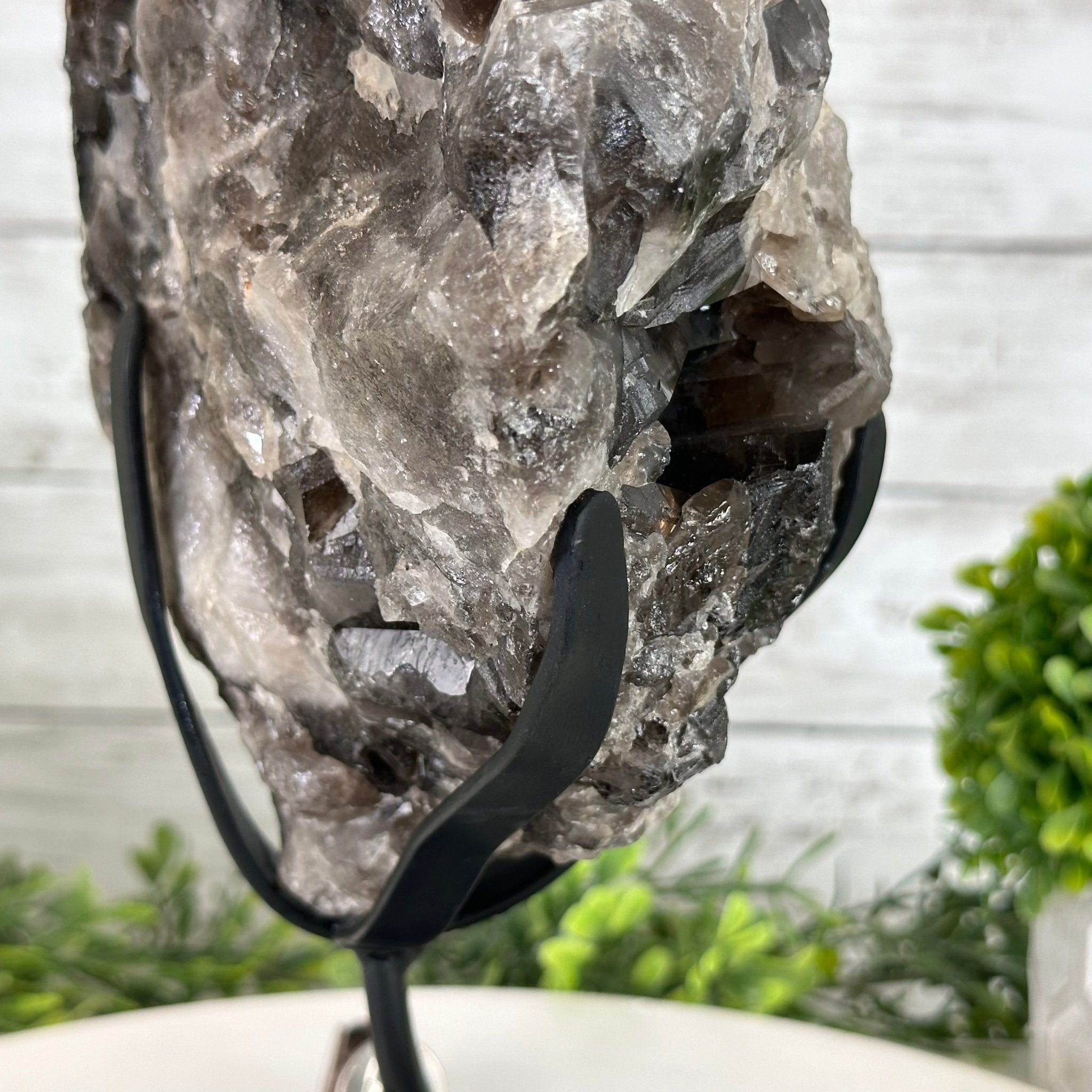 Smoky Quartz Cluster on a Metal Stand, 11.7 lbs & 12.5" Tall #5700-0014 - Brazil GemsBrazil GemsSmoky Quartz Cluster on a Metal Stand, 11.7 lbs & 12.5" Tall #5700-0014Clusters on Fixed Bases5700-0014