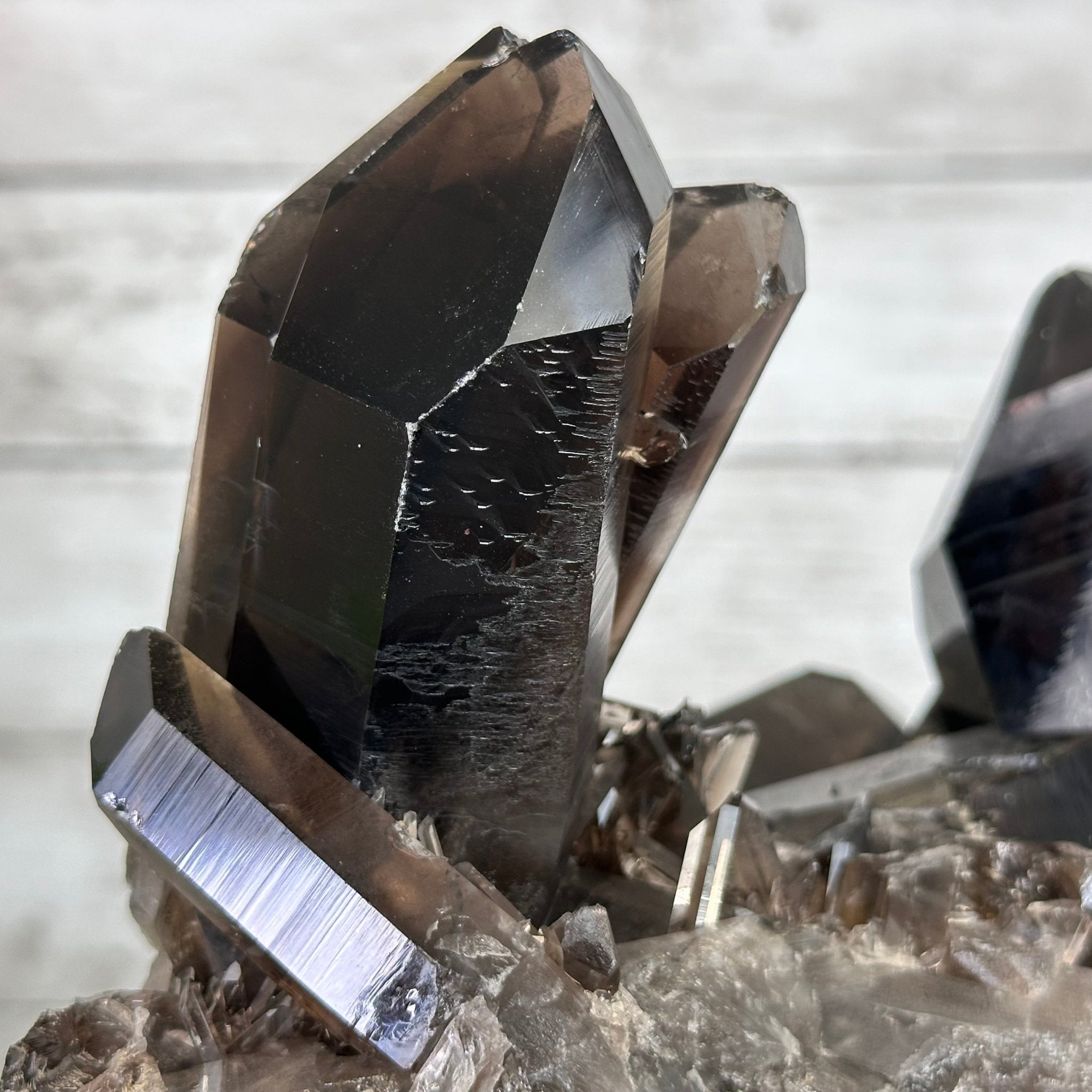 Smoky Quartz Cluster on a Metal Stand, 11.7 lbs & 12.5" Tall #5700-0014 - Brazil GemsBrazil GemsSmoky Quartz Cluster on a Metal Stand, 11.7 lbs & 12.5" Tall #5700-0014Clusters on Fixed Bases5700-0014