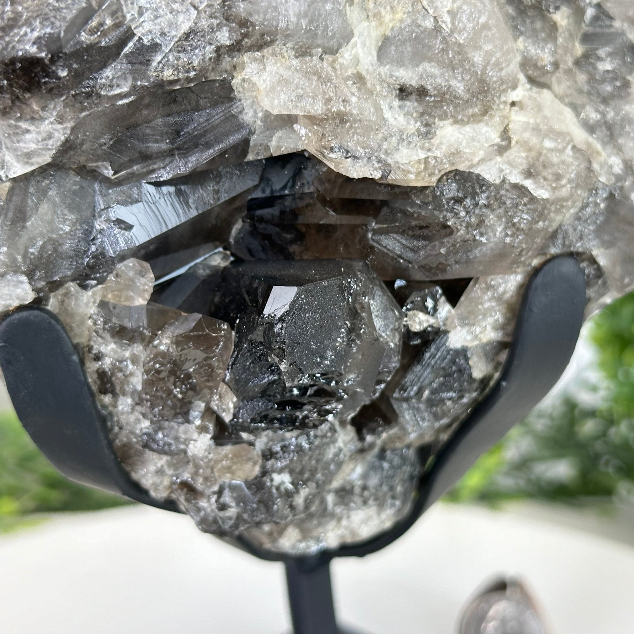 Smoky Quartz Cluster on a Metal Stand, 11.7 lbs & 12.5" Tall #5700-0014 - Brazil GemsBrazil GemsSmoky Quartz Cluster on a Metal Stand, 11.7 lbs & 12.5" Tall #5700-0014Clusters on Fixed Bases5700-0014