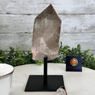 Smoky Quartz Crystal Point on a Metal Stand, 8.1" Tall Model #3122SQ-004 by Brazil Gems - Brazil GemsBrazil GemsSmoky Quartz Crystal Point on a Metal Stand, 8.1" Tall Model #3122SQ-004 by Brazil GemsCrystal Points3122SQ-004