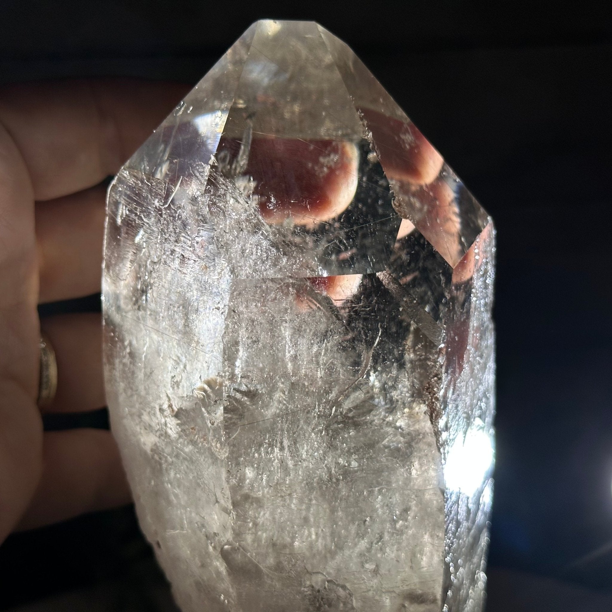 Smoky Quartz Crystal Point on a Metal Stand, 8.1" Tall Model #3122SQ-004 by Brazil Gems - Brazil GemsBrazil GemsSmoky Quartz Crystal Point on a Metal Stand, 8.1" Tall Model #3122SQ-004 by Brazil GemsCrystal Points3122SQ-004