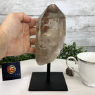 Smoky Quartz Crystal Point on a Metal Stand, 8.1" Tall Model #3122SQ-004 by Brazil Gems - Brazil GemsBrazil GemsSmoky Quartz Crystal Point on a Metal Stand, 8.1" Tall Model #3122SQ-004 by Brazil GemsCrystal Points3122SQ-004