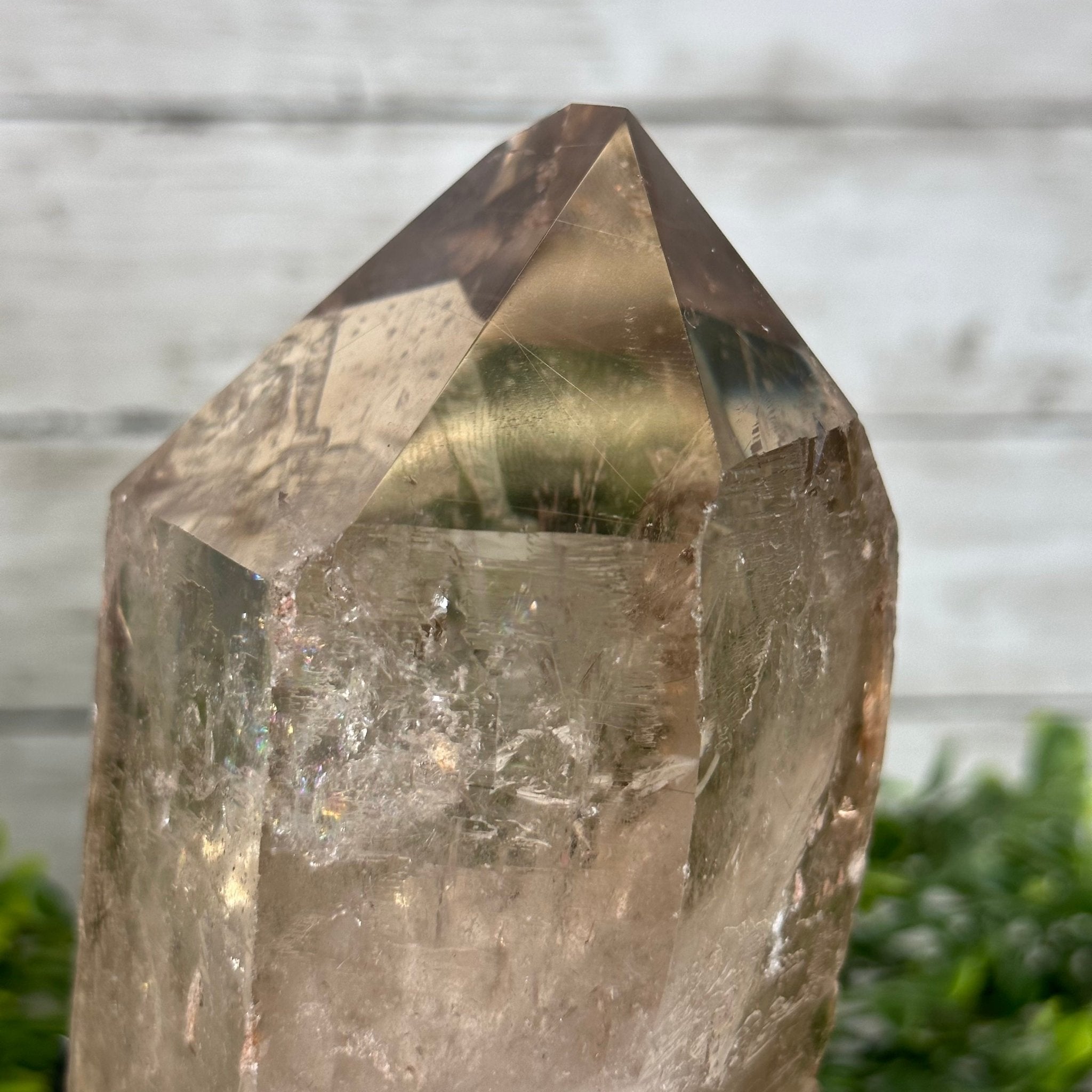 Smoky Quartz Crystal Point on a Metal Stand, 8.1" Tall Model #3122SQ-004 by Brazil Gems - Brazil GemsBrazil GemsSmoky Quartz Crystal Point on a Metal Stand, 8.1" Tall Model #3122SQ-004 by Brazil GemsCrystal Points3122SQ-004