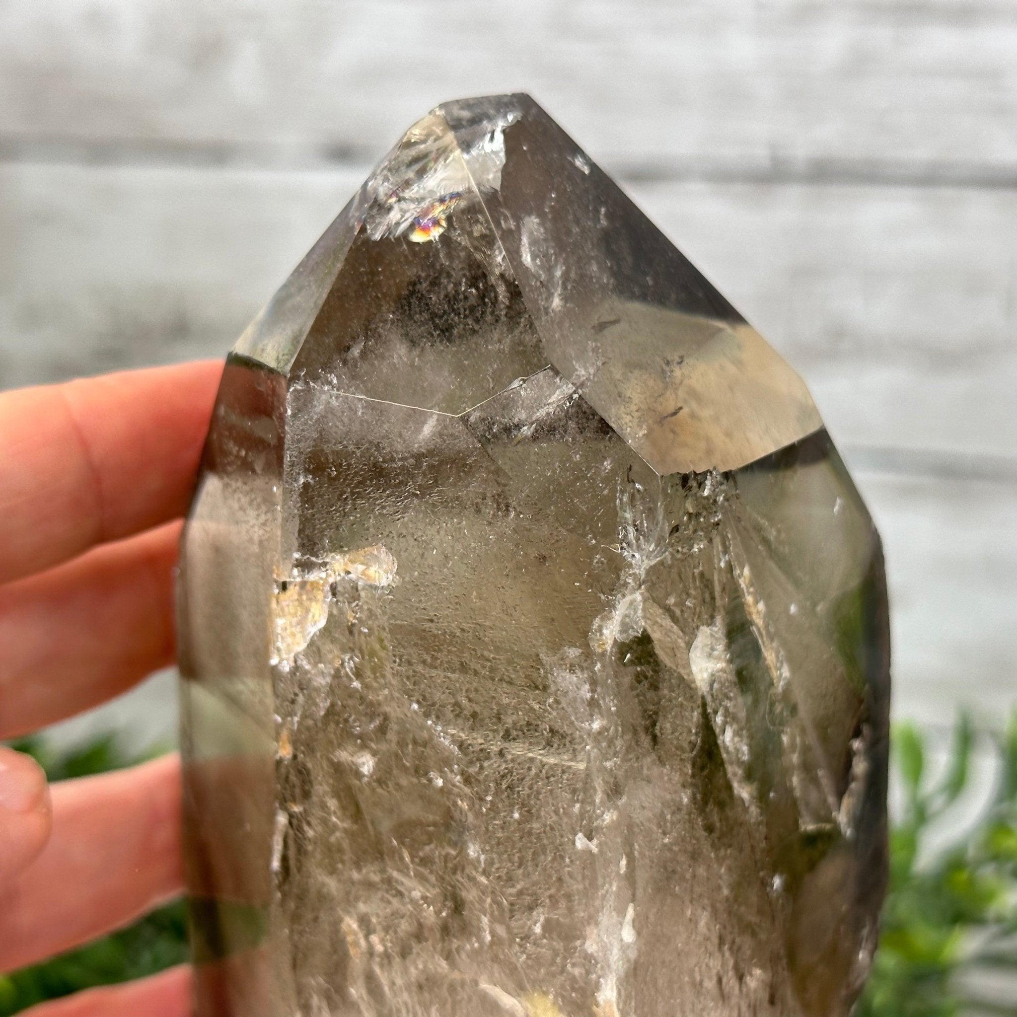 Smoky Quartz Crystal Point on a Metal Stand, 8.5" Tall Model #3122SQ-005 by Brazil Gems - Brazil GemsBrazil GemsSmoky Quartz Crystal Point on a Metal Stand, 8.5" Tall Model #3122SQ-005 by Brazil GemsCrystal Points3122SQ-005
