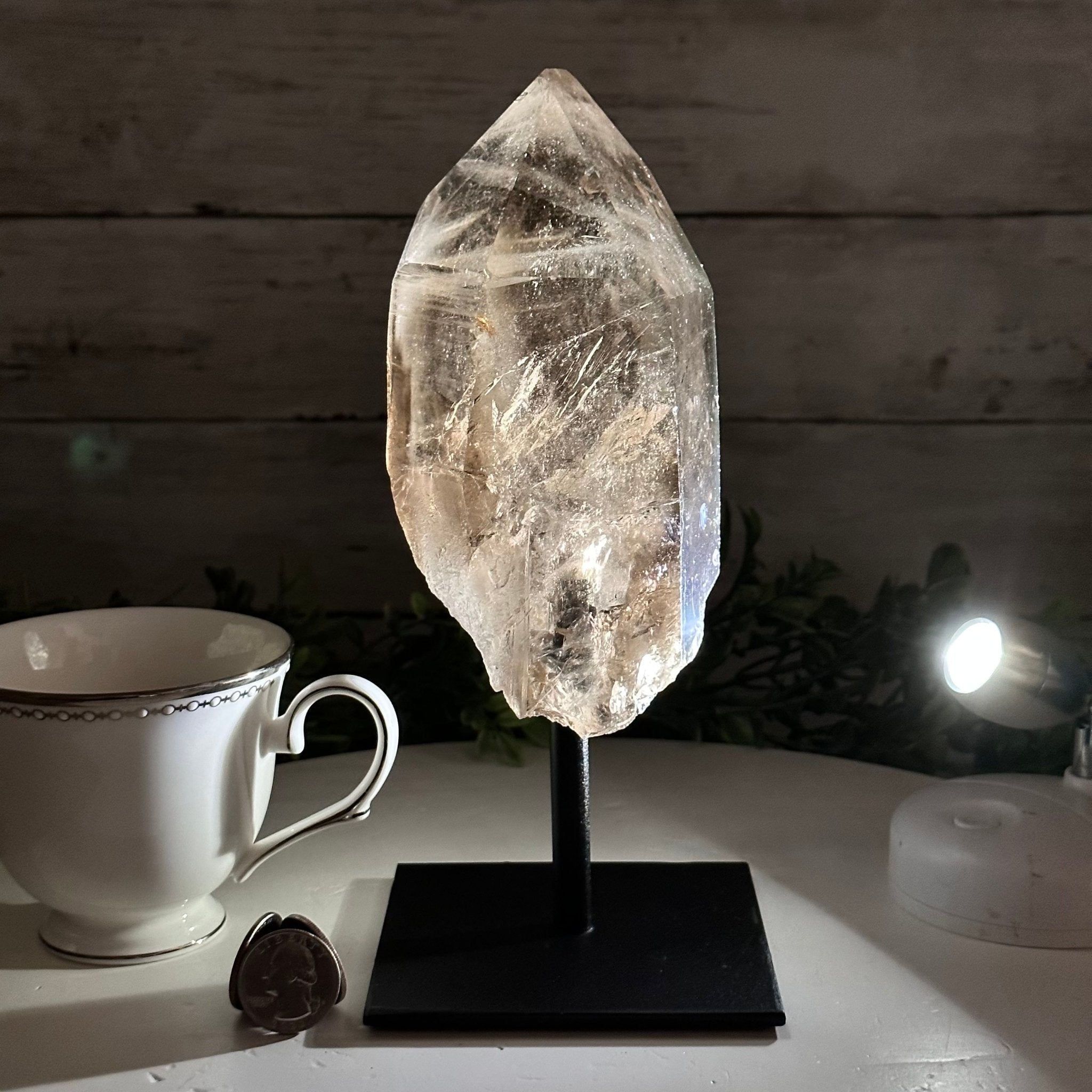 Smoky Quartz Crystal Point on a Metal Stand, 8.5" Tall Model #3122SQ-005 by Brazil Gems - Brazil GemsBrazil GemsSmoky Quartz Crystal Point on a Metal Stand, 8.5" Tall Model #3122SQ-005 by Brazil GemsCrystal Points3122SQ-005