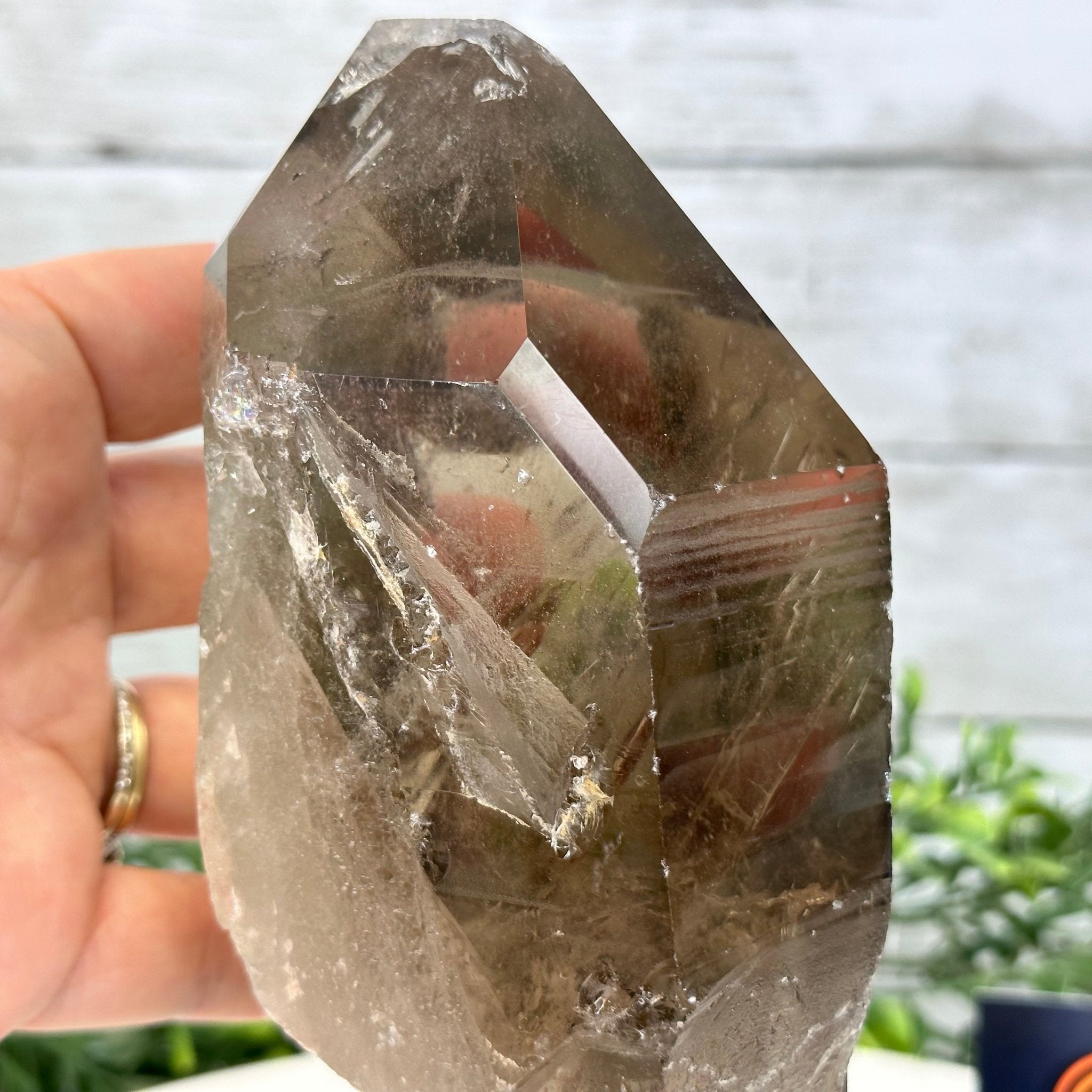 Smoky Quartz Crystal Point on a Metal Stand, 8.5" Tall Model #3122SQ-005 by Brazil Gems - Brazil GemsBrazil GemsSmoky Quartz Crystal Point on a Metal Stand, 8.5" Tall Model #3122SQ-005 by Brazil GemsCrystal Points3122SQ-005