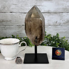 Smoky Quartz Crystal Point on a Metal Stand, 8.5" Tall Model #3122SQ-005 by Brazil Gems - Brazil GemsBrazil GemsSmoky Quartz Crystal Point on a Metal Stand, 8.5" Tall Model #3122SQ-005 by Brazil GemsCrystal Points3122SQ-005