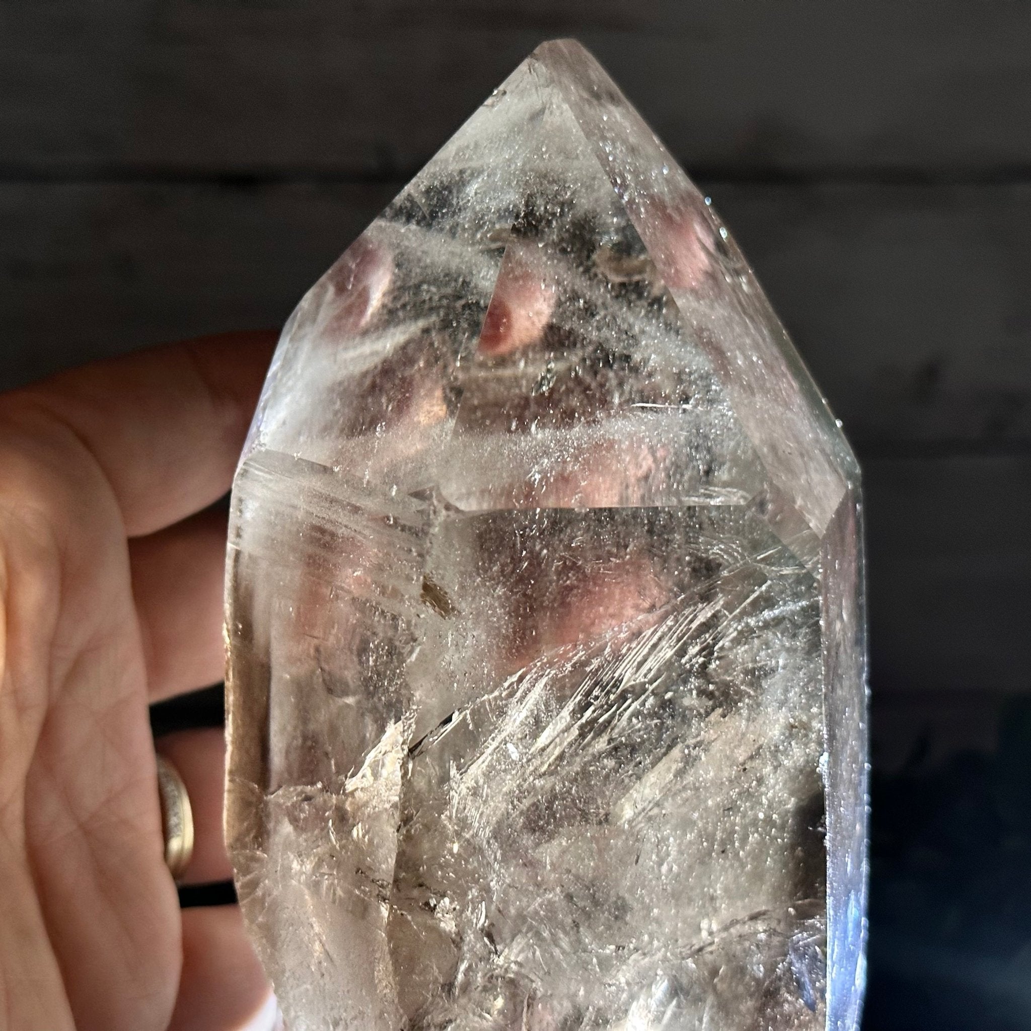 Smoky Quartz Crystal Point on a Metal Stand, 8.5" Tall Model #3122SQ-005 by Brazil Gems - Brazil GemsBrazil GemsSmoky Quartz Crystal Point on a Metal Stand, 8.5" Tall Model #3122SQ-005 by Brazil GemsCrystal Points3122SQ-005