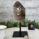 Smoky Quartz Crystal Point on a Metal Stand, 8.5" Tall Model #3122SQ-005 by Brazil Gems - Brazil GemsBrazil GemsSmoky Quartz Crystal Point on a Metal Stand, 8.5" Tall Model #3122SQ-005 by Brazil GemsCrystal Points3122SQ-005