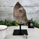 Smoky Quartz Crystal Point on a Metal Stand, 8.5" Tall Model #3122SQ-007 by Brazil Gems - Brazil GemsBrazil GemsSmoky Quartz Crystal Point on a Metal Stand, 8.5" Tall Model #3122SQ-007 by Brazil GemsCrystal Points3122SQ-007