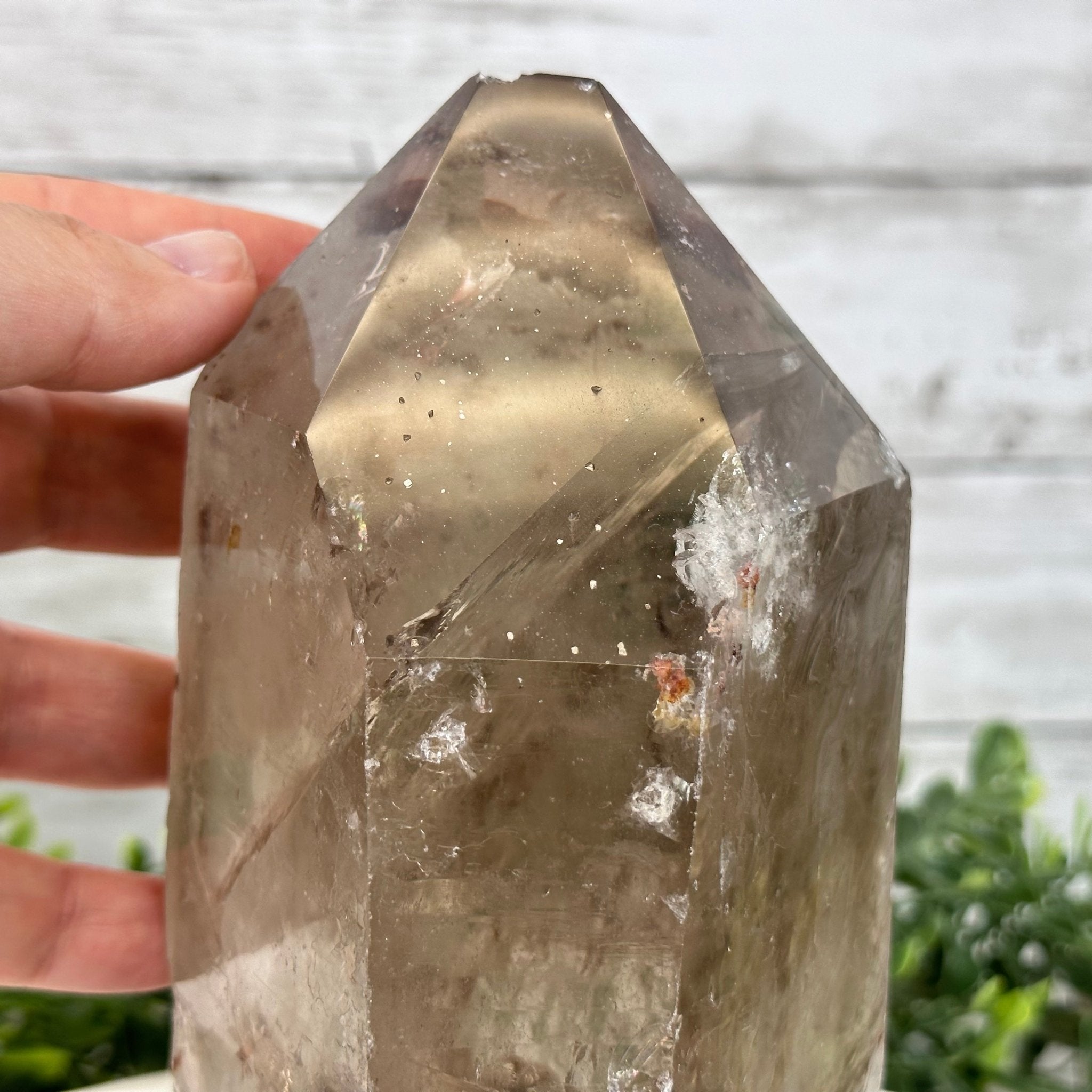 Smoky Quartz Crystal Point on a Metal Stand, 8.5" Tall Model #3122SQ-007 by Brazil Gems - Brazil GemsBrazil GemsSmoky Quartz Crystal Point on a Metal Stand, 8.5" Tall Model #3122SQ-007 by Brazil GemsCrystal Points3122SQ-007