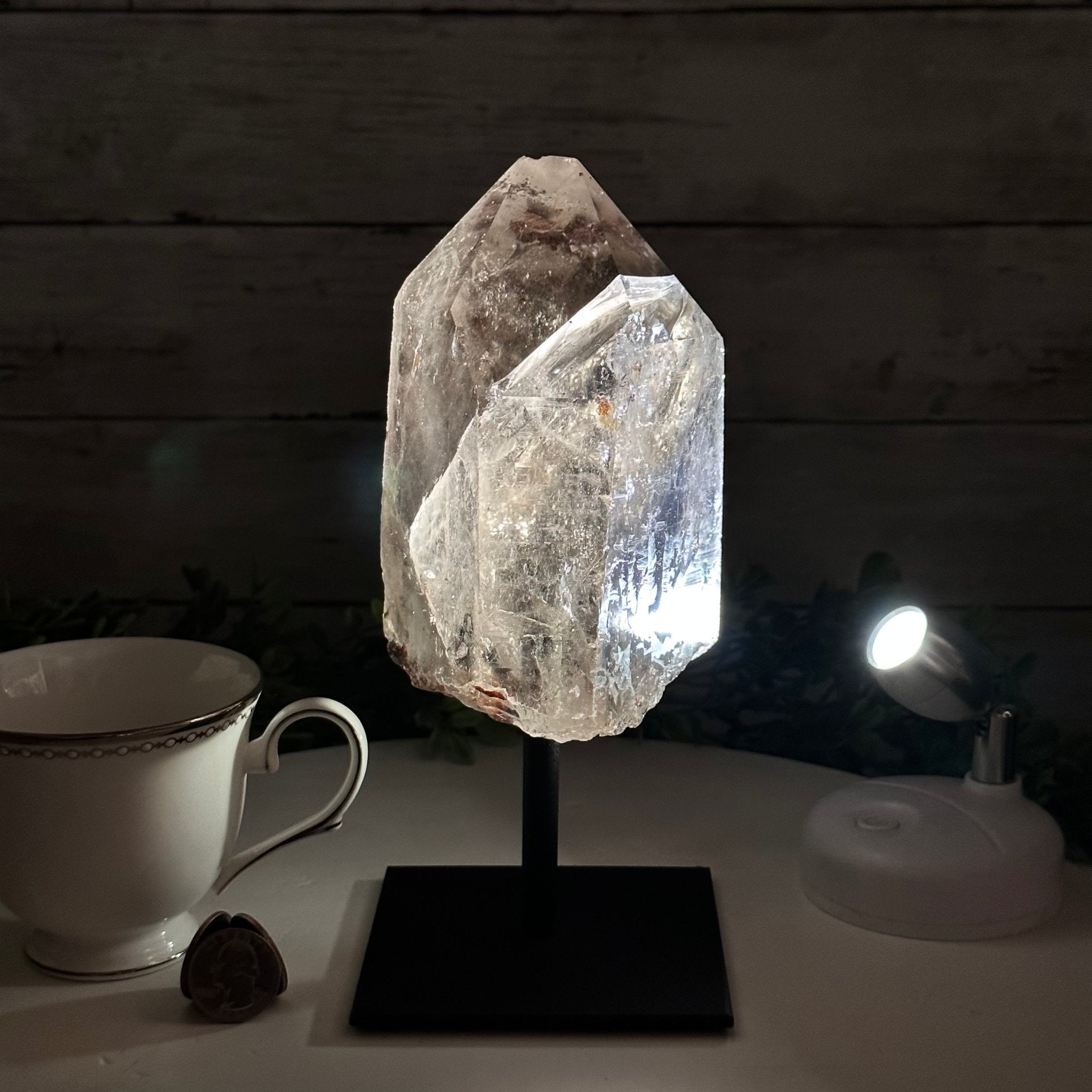 Smoky Quartz Crystal Point on a Metal Stand, 8.5" Tall Model #3122SQ-007 by Brazil Gems - Brazil GemsBrazil GemsSmoky Quartz Crystal Point on a Metal Stand, 8.5" Tall Model #3122SQ-007 by Brazil GemsCrystal Points3122SQ-007