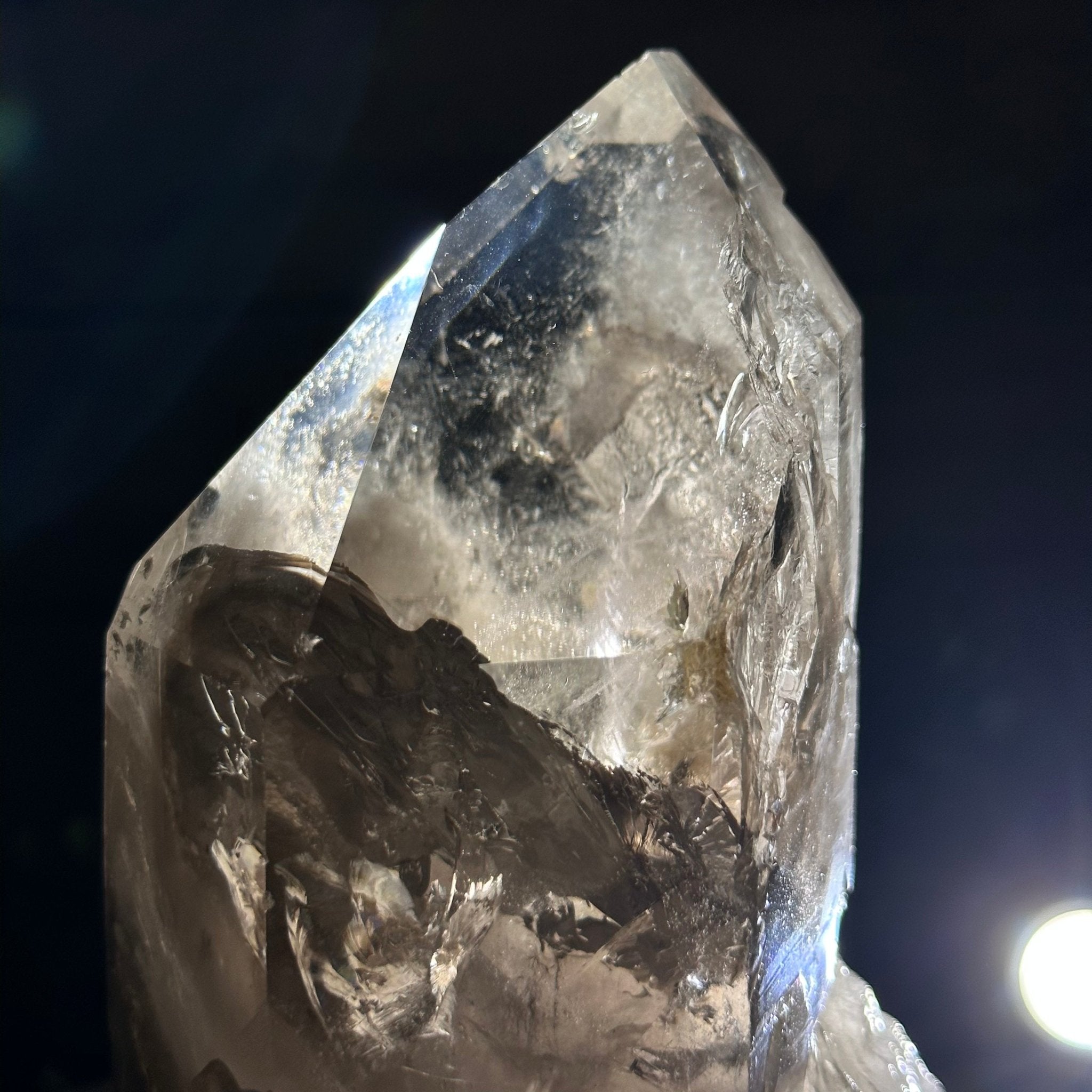 Smoky Quartz Crystal Point on a Metal Stand, 9" Tall Model #3122SQ-002 by Brazil Gems - Brazil GemsBrazil GemsSmoky Quartz Crystal Point on a Metal Stand, 9" Tall Model #3122SQ-002 by Brazil GemsCrystal Points3122SQ-002