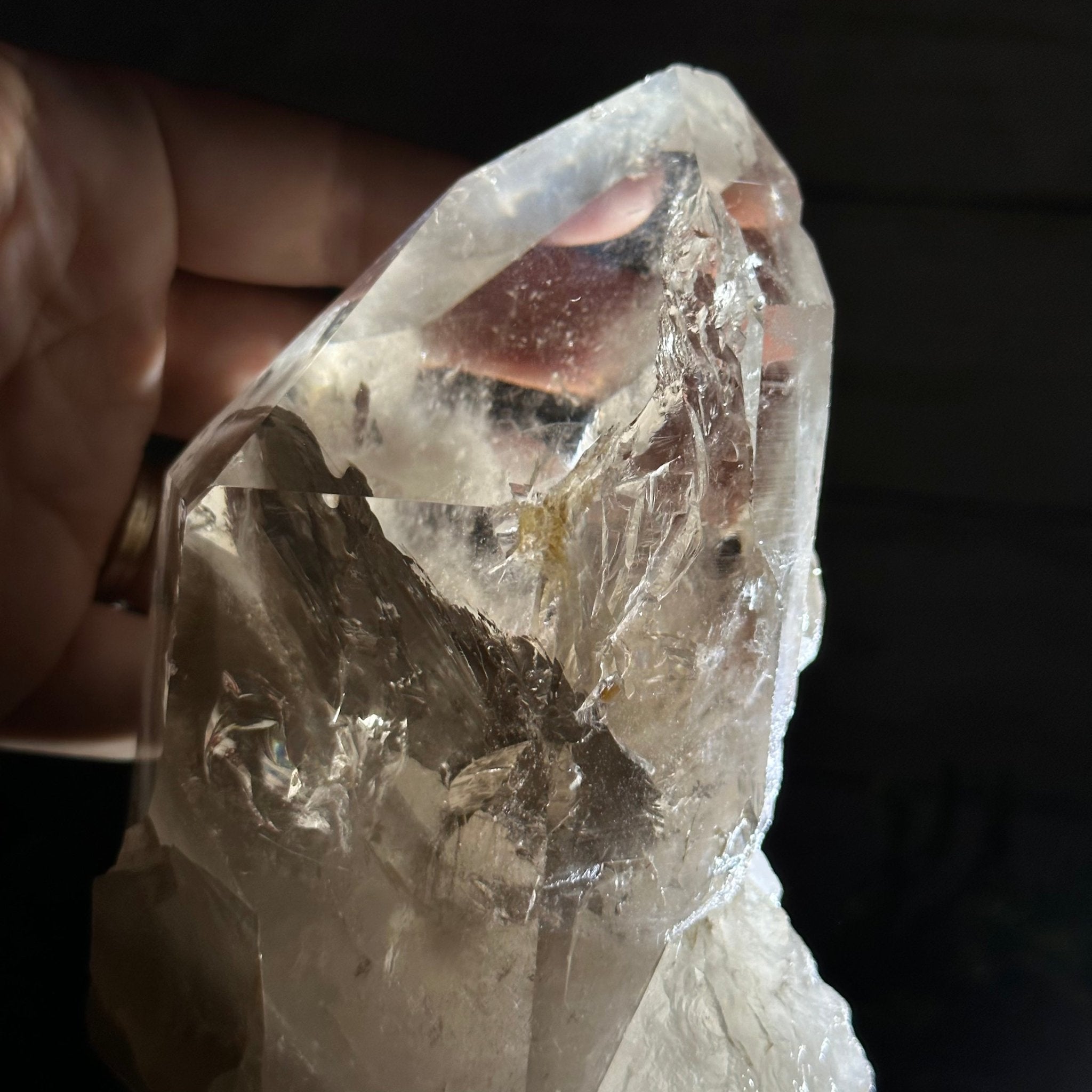 Smoky Quartz Crystal Point on a Metal Stand, 9" Tall Model #3122SQ-002 by Brazil Gems - Brazil GemsBrazil GemsSmoky Quartz Crystal Point on a Metal Stand, 9" Tall Model #3122SQ-002 by Brazil GemsCrystal Points3122SQ-002