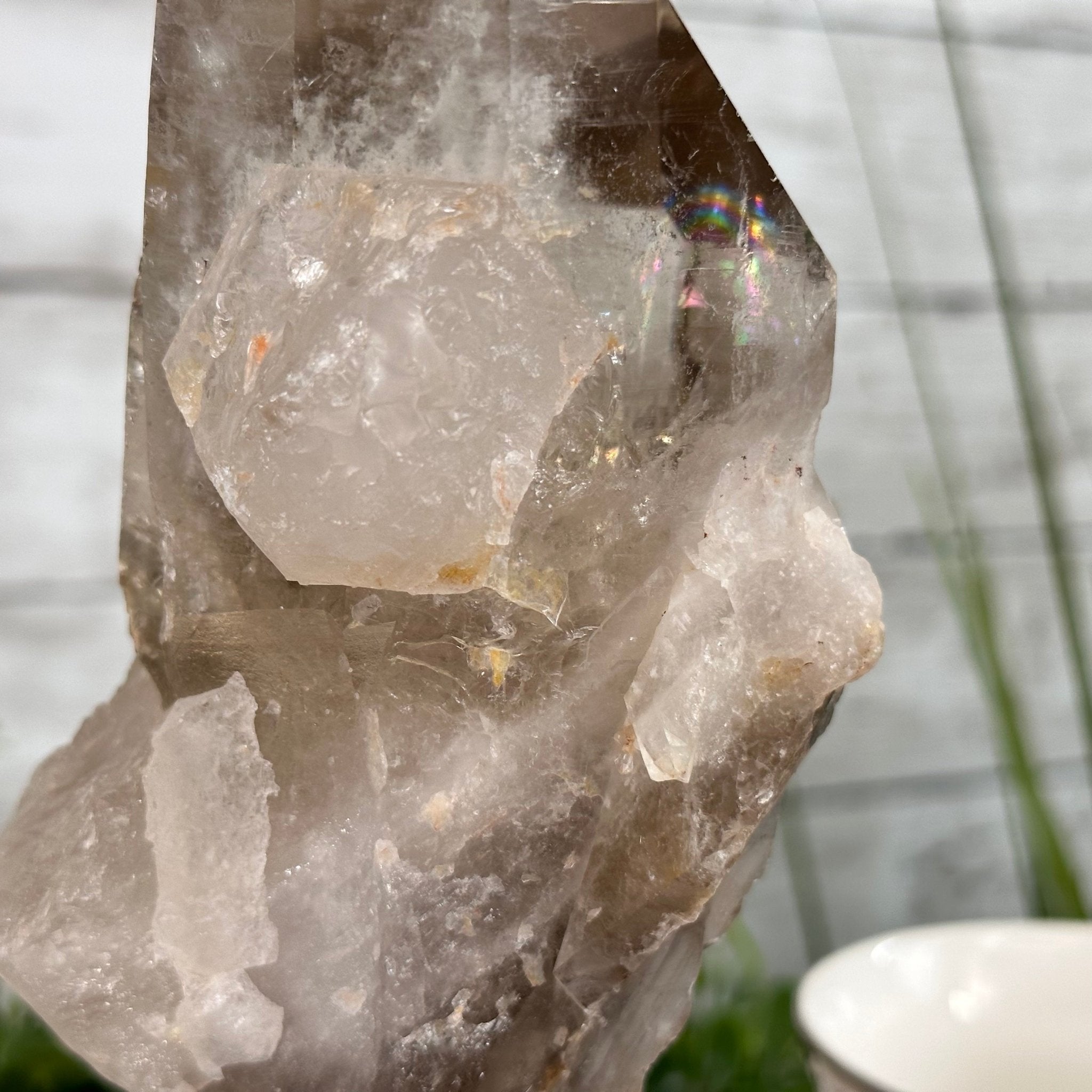 Smoky Quartz Crystal Point on a Metal Stand, 9" Tall Model #3122SQ-002 by Brazil Gems - Brazil GemsBrazil GemsSmoky Quartz Crystal Point on a Metal Stand, 9" Tall Model #3122SQ-002 by Brazil GemsCrystal Points3122SQ-002