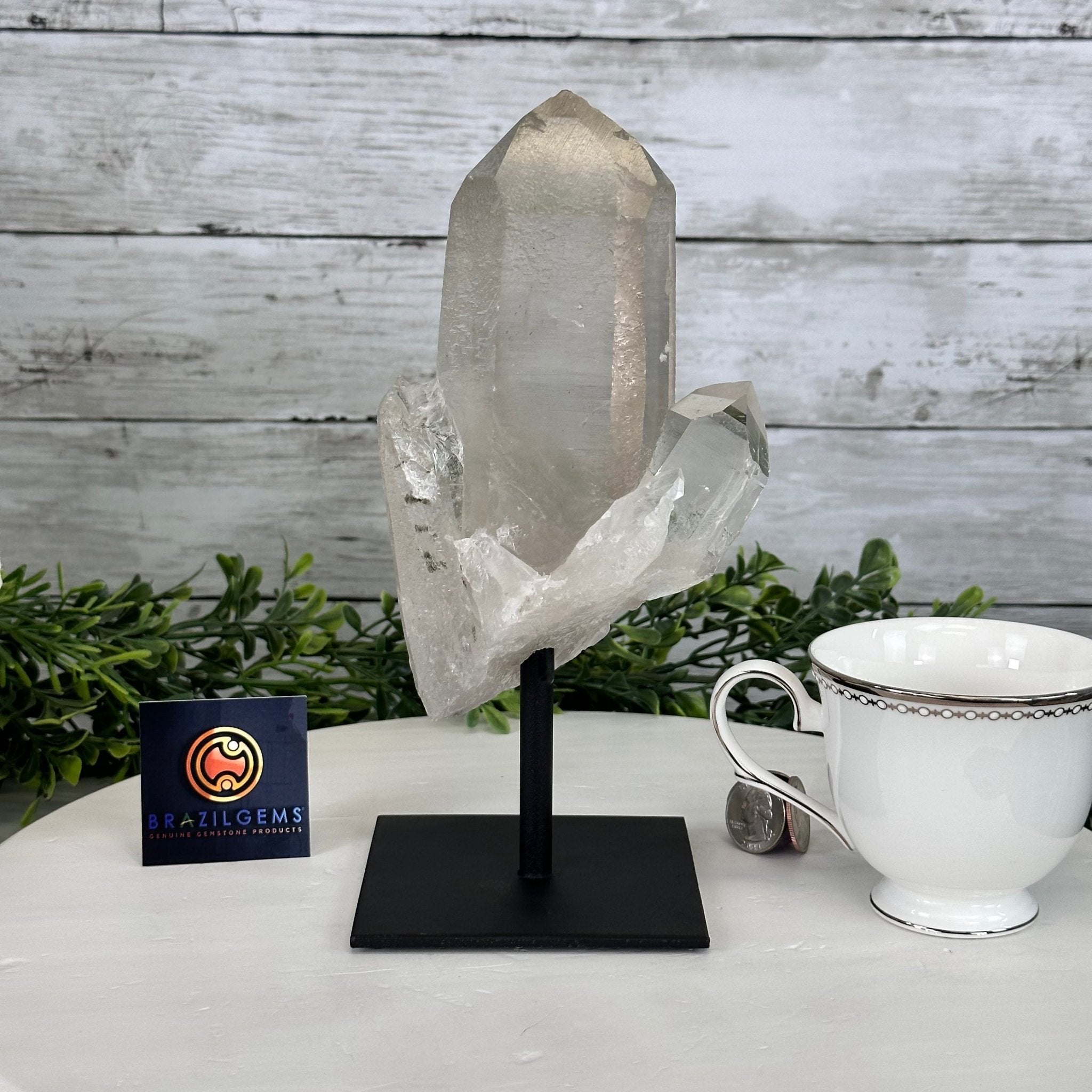 Smoky Quartz Crystal Point on a Metal Stand, 9.3" Tall Model #3122SQ-003 by Brazil Gems - Brazil GemsBrazil GemsSmoky Quartz Crystal Point on a Metal Stand, 9.3" Tall Model #3122SQ-003 by Brazil GemsCrystal Points3122SQ-003