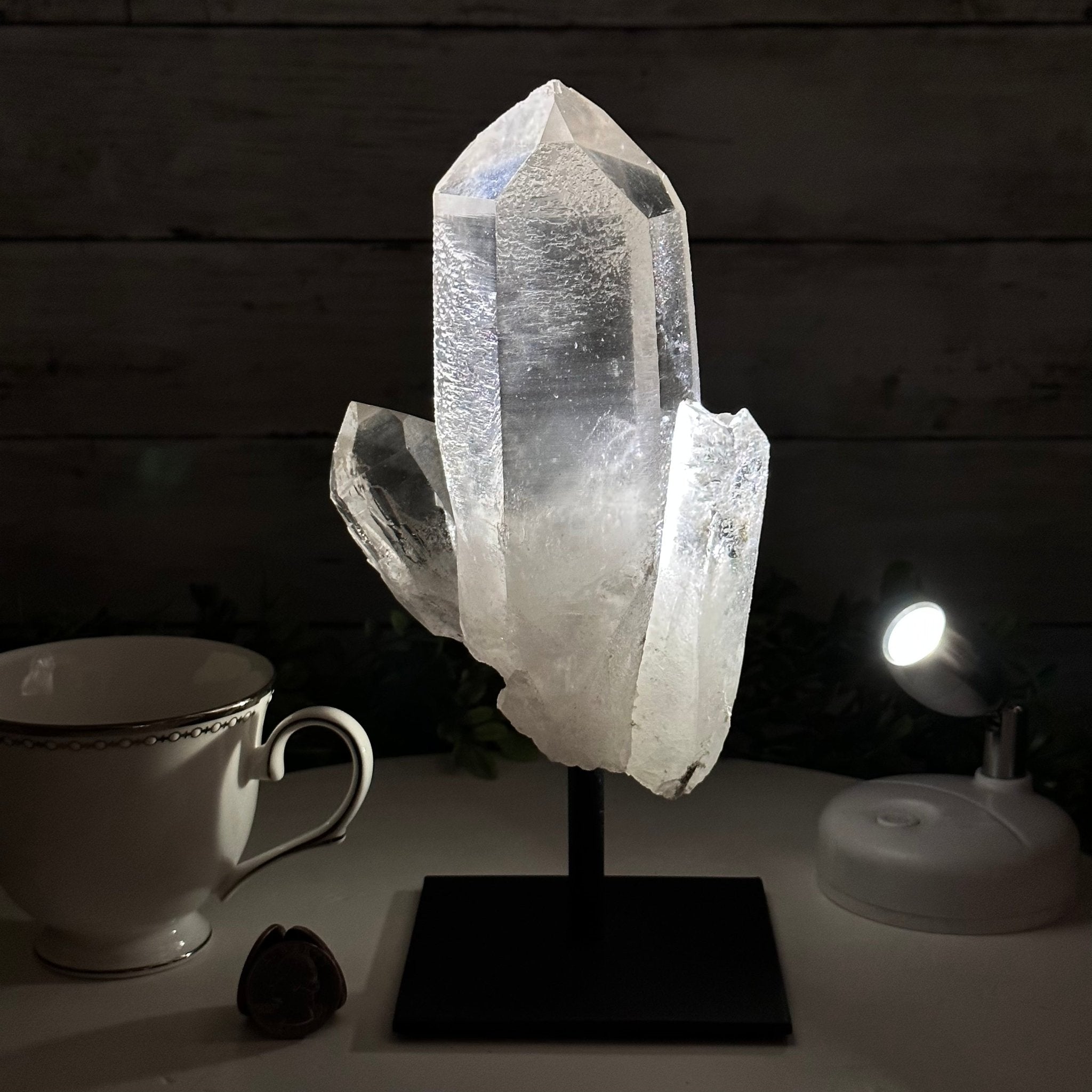 Smoky Quartz Crystal Point on a Metal Stand, 9.3" Tall Model #3122SQ-003 by Brazil Gems - Brazil GemsBrazil GemsSmoky Quartz Crystal Point on a Metal Stand, 9.3" Tall Model #3122SQ-003 by Brazil GemsCrystal Points3122SQ-003