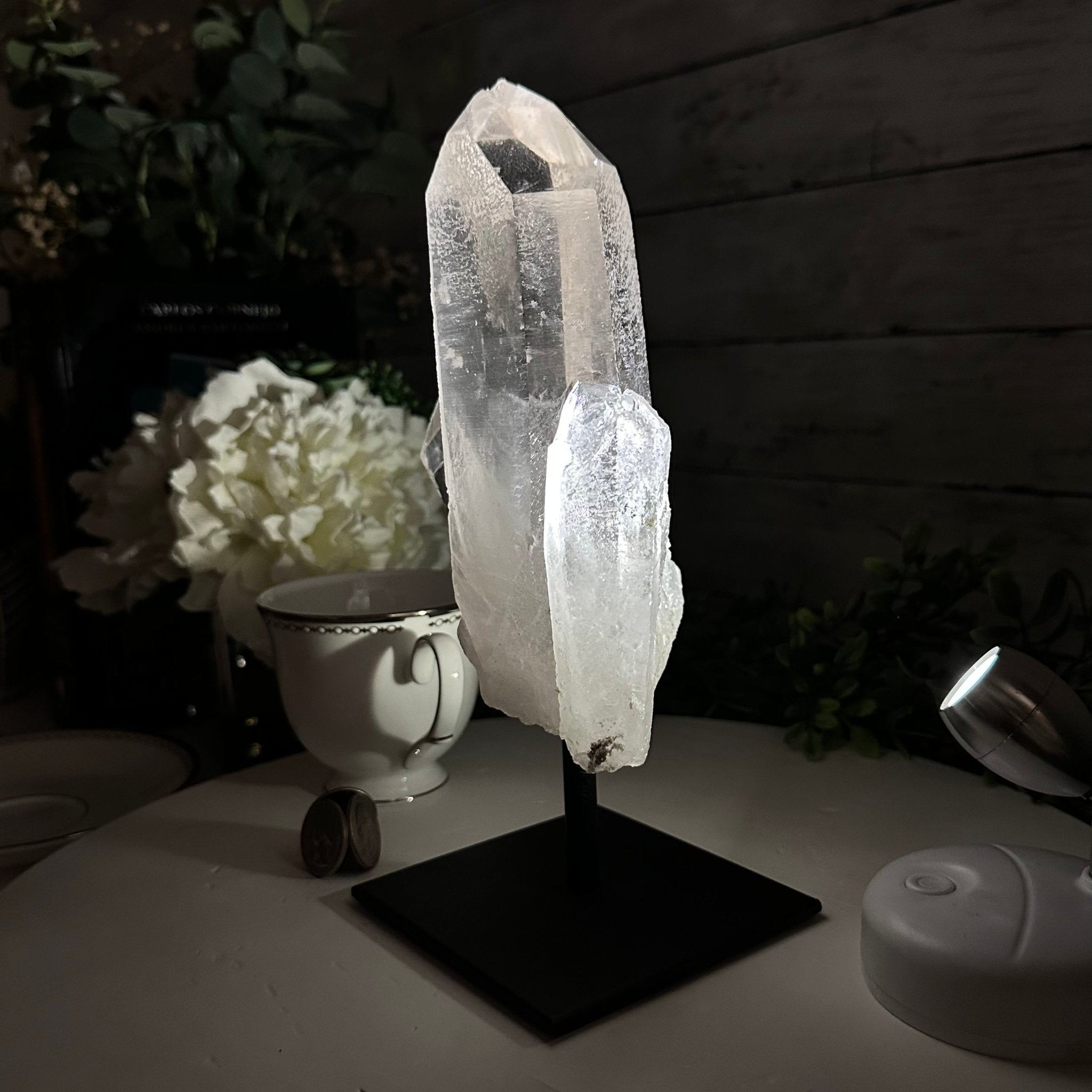 Smoky Quartz Crystal Point on a Metal Stand, 9.3" Tall Model #3122SQ-003 by Brazil Gems - Brazil GemsBrazil GemsSmoky Quartz Crystal Point on a Metal Stand, 9.3" Tall Model #3122SQ-003 by Brazil GemsCrystal Points3122SQ-003