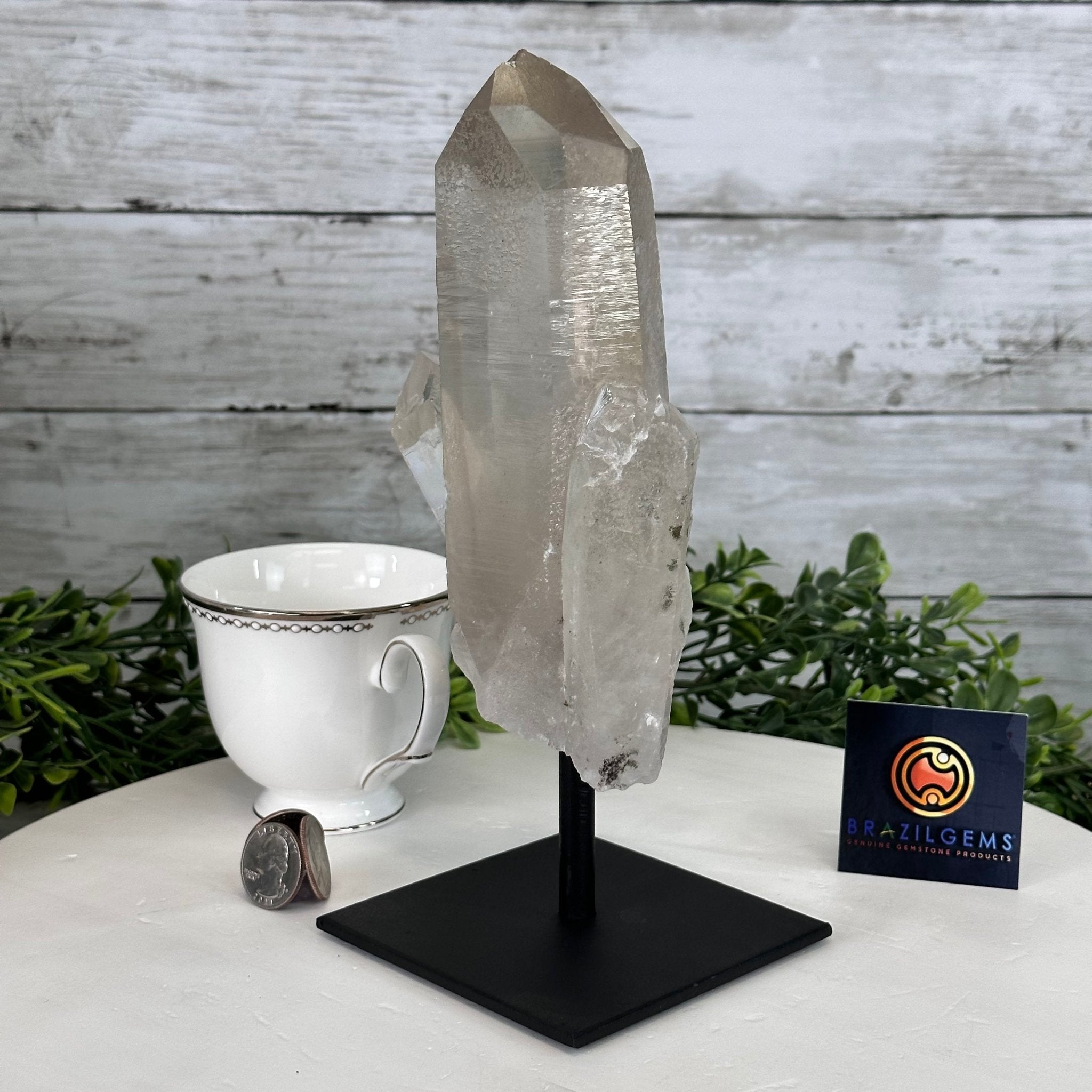 Smoky Quartz Crystal Point on a Metal Stand, 9.3" Tall Model #3122SQ-003 by Brazil Gems - Brazil GemsBrazil GemsSmoky Quartz Crystal Point on a Metal Stand, 9.3" Tall Model #3122SQ-003 by Brazil GemsCrystal Points3122SQ-003