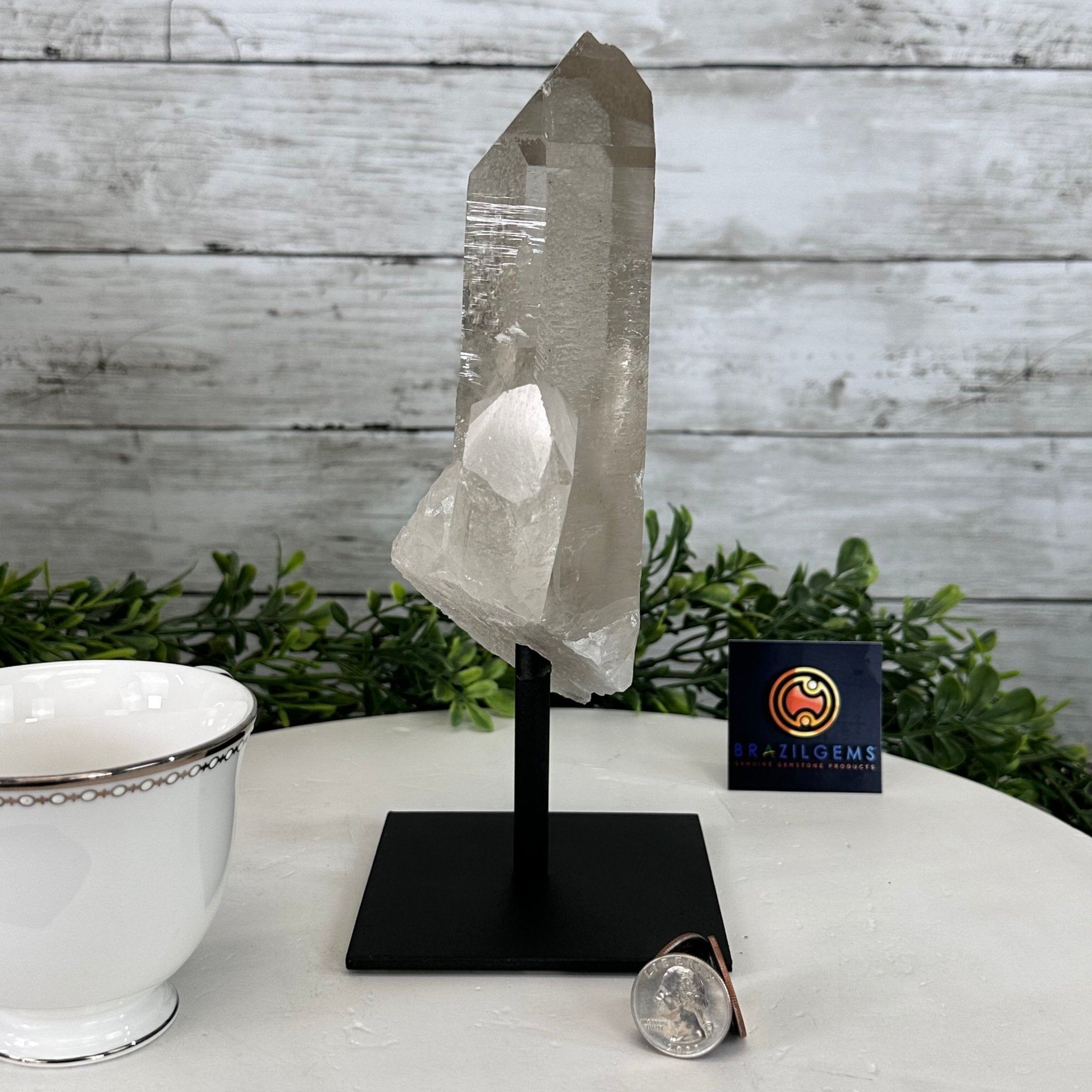 Smoky Quartz Crystal Point on a Metal Stand, 9.3" Tall Model #3122SQ-003 by Brazil Gems - Brazil GemsBrazil GemsSmoky Quartz Crystal Point on a Metal Stand, 9.3" Tall Model #3122SQ-003 by Brazil GemsCrystal Points3122SQ-003
